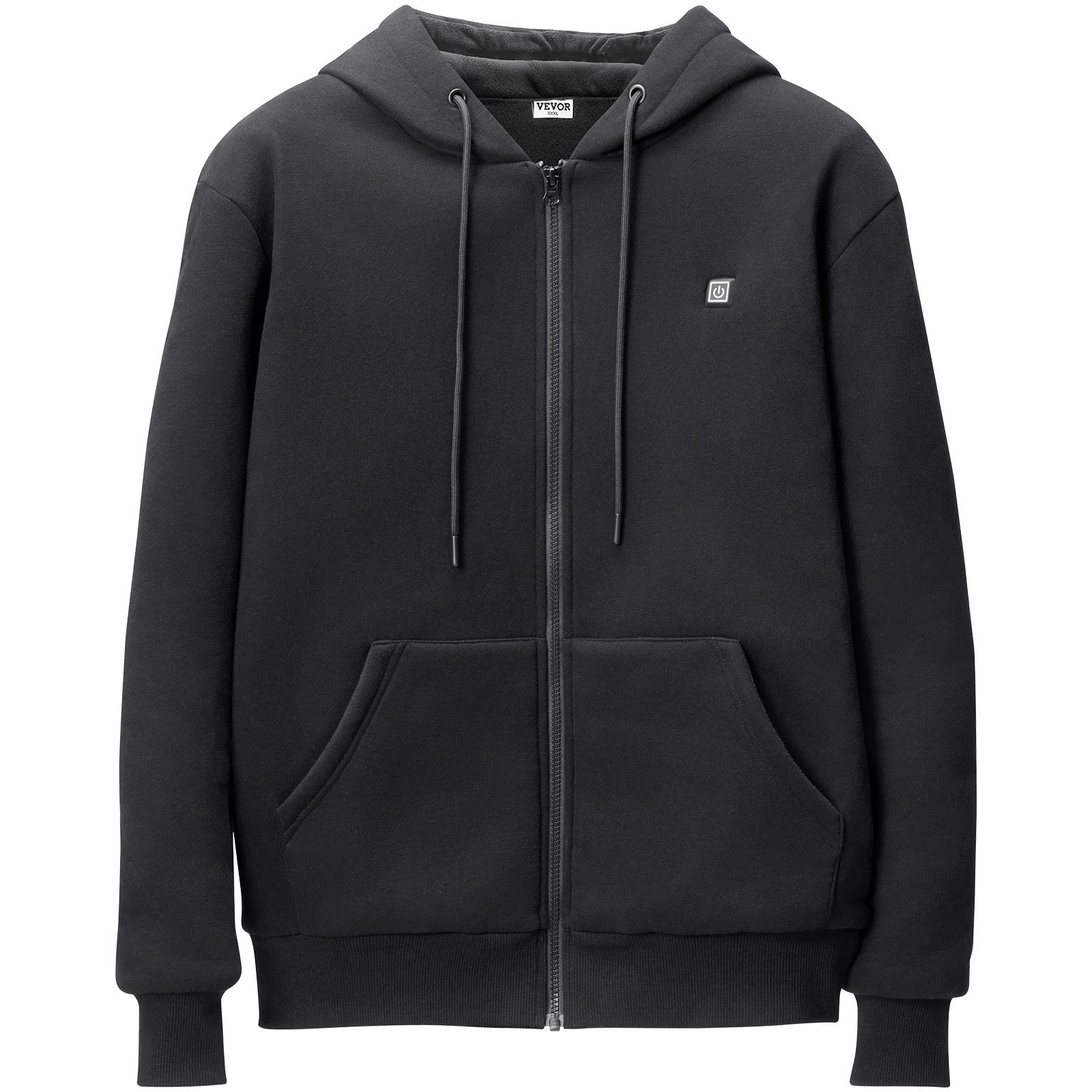 Unisex VEVOR Zip-Up Heated Hoodie - 3 Heat Levels & 10-Hour Warmth (Black, Size L)