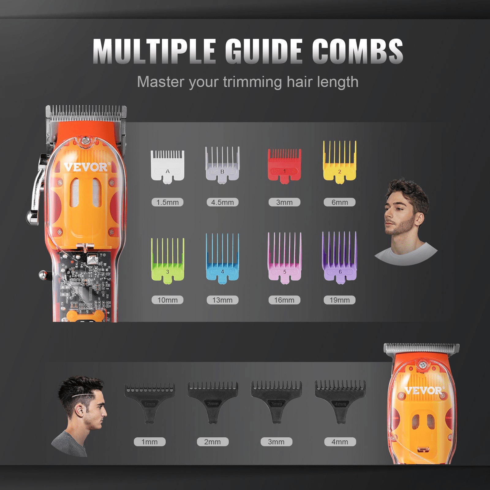 VEVOR 3-in-1 Hair Clipper Trimmer Shaver | USB Rechargeable Grooming Set