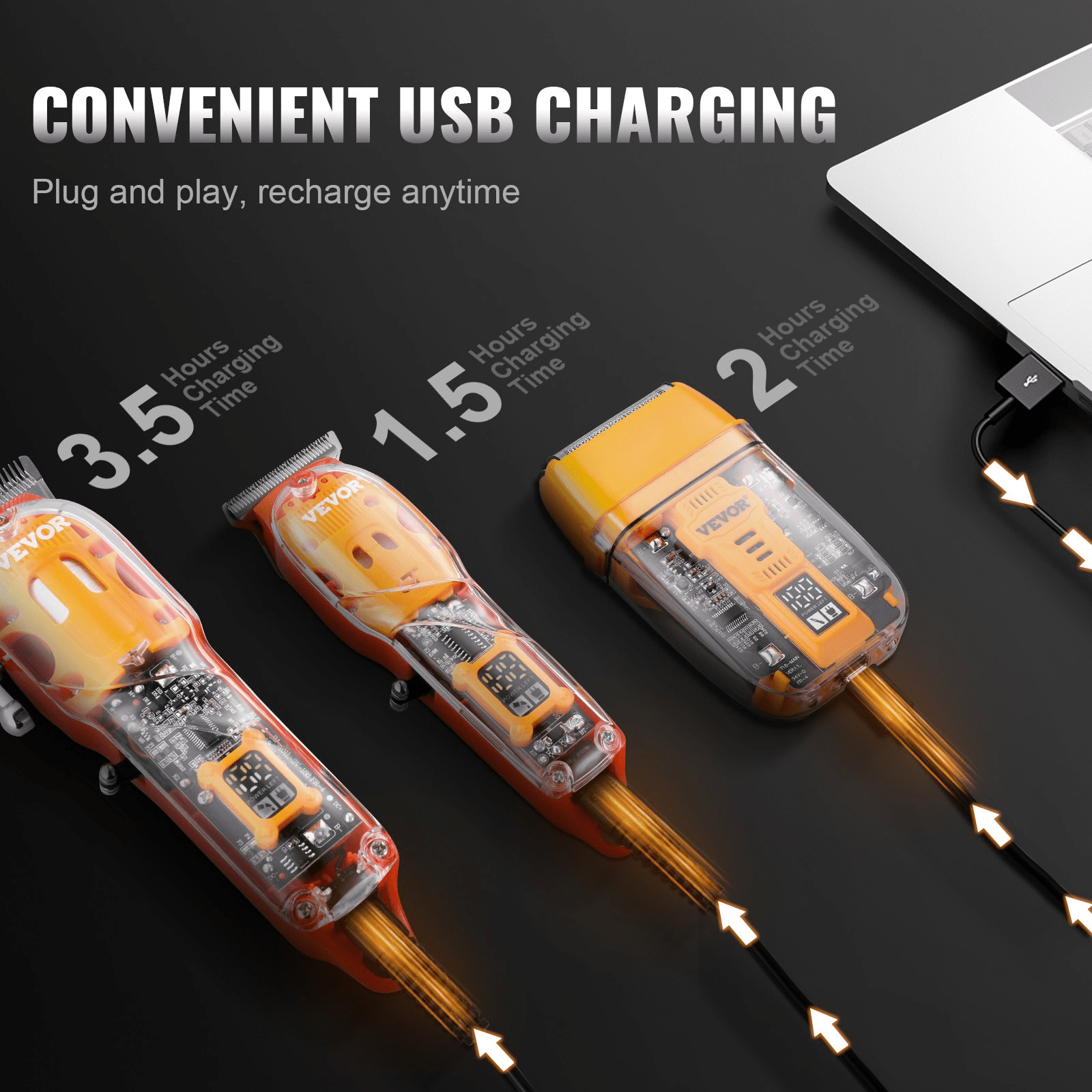 VEVOR 3-in-1 Hair Clipper Trimmer Shaver | USB Rechargeable Grooming Set