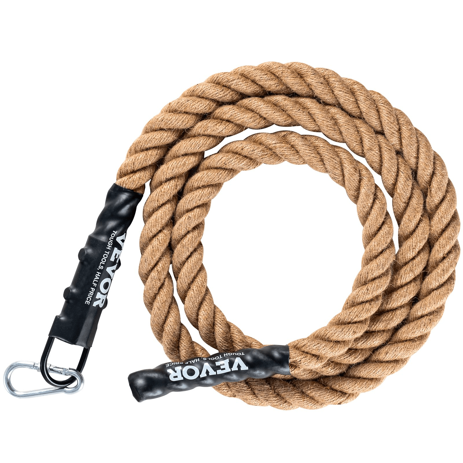 VEVOR 10FT Jute Gym Climbing Rope, 1.5 in, Heat-Shrink Ends, 500 lb Rating