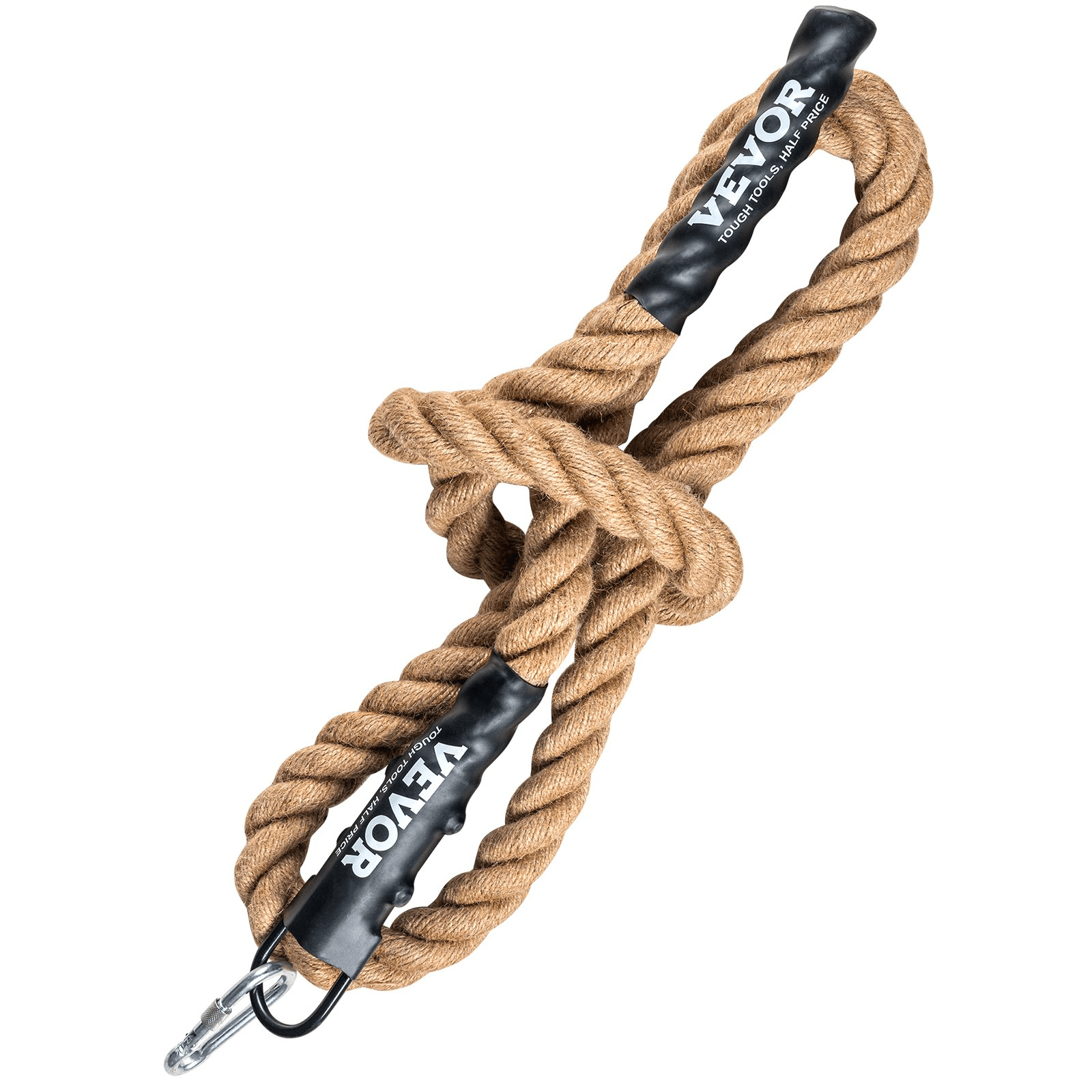 VEVOR 10FT Jute Gym Climbing Rope, 1.5 in, Heat-Shrink Ends, 500 lb Rating