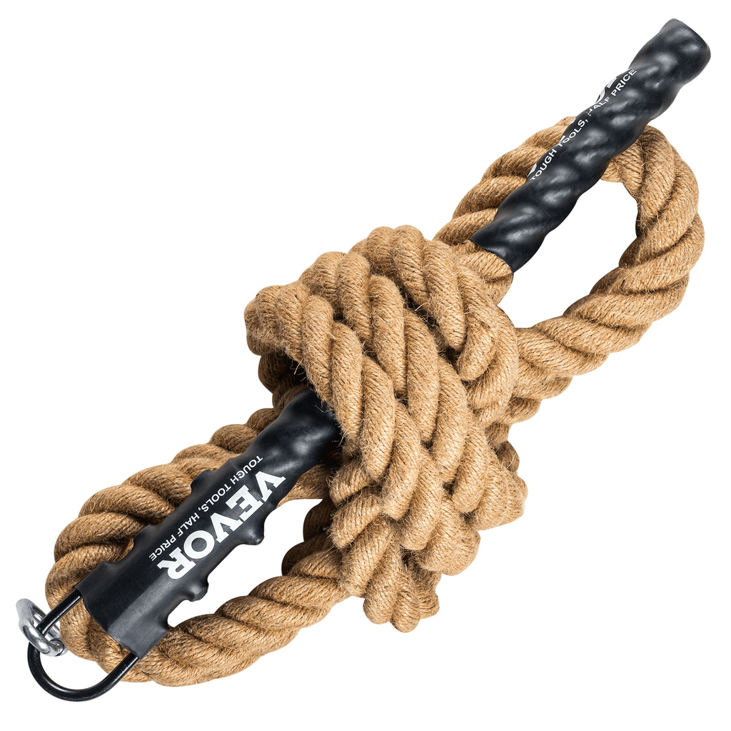 VEVOR 20FT Climbing Rope, 1.5in Jute with Heat-Shrink Ends | Home Gym Strength & Grip Trainer