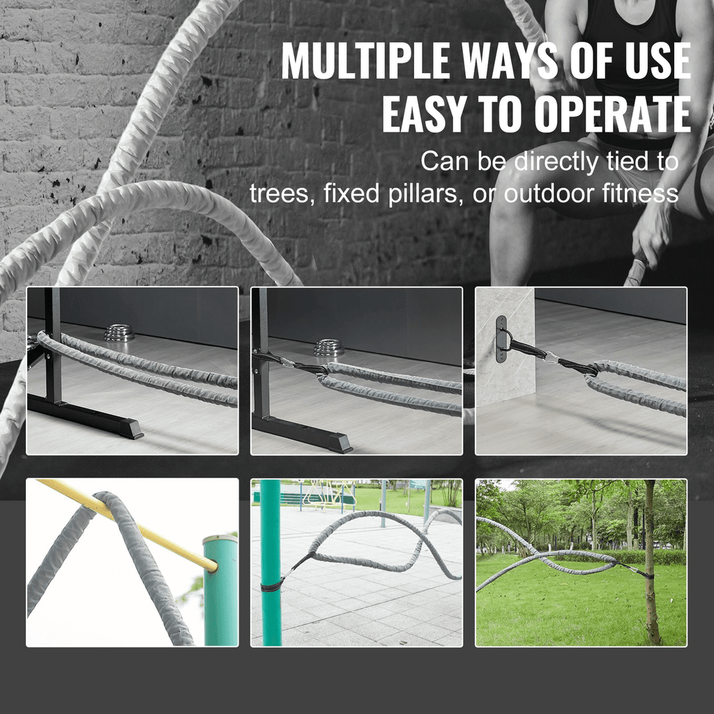 VEVOR Battle Rope 1.5 in x 30 ft for Strength & Conditioning