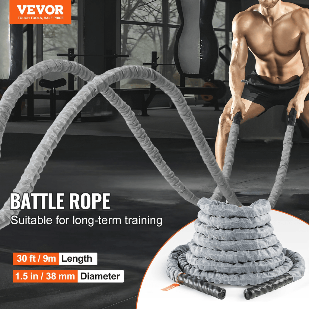 VEVOR Battle Rope 1.5 in x 30 ft for Strength & Conditioning