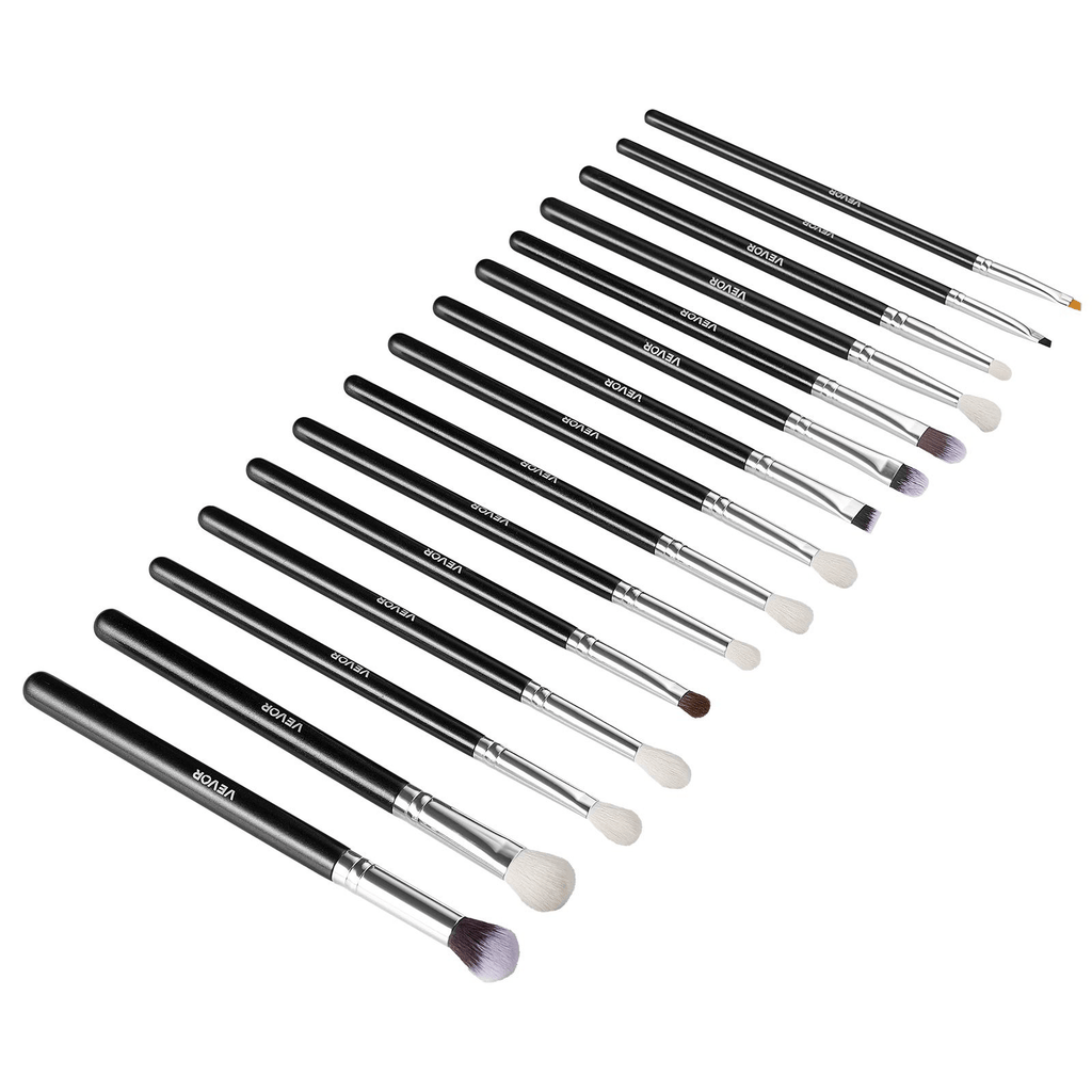 VEVOR Vegan Makeup Brush Set, 15-Piece Synthetic Kit