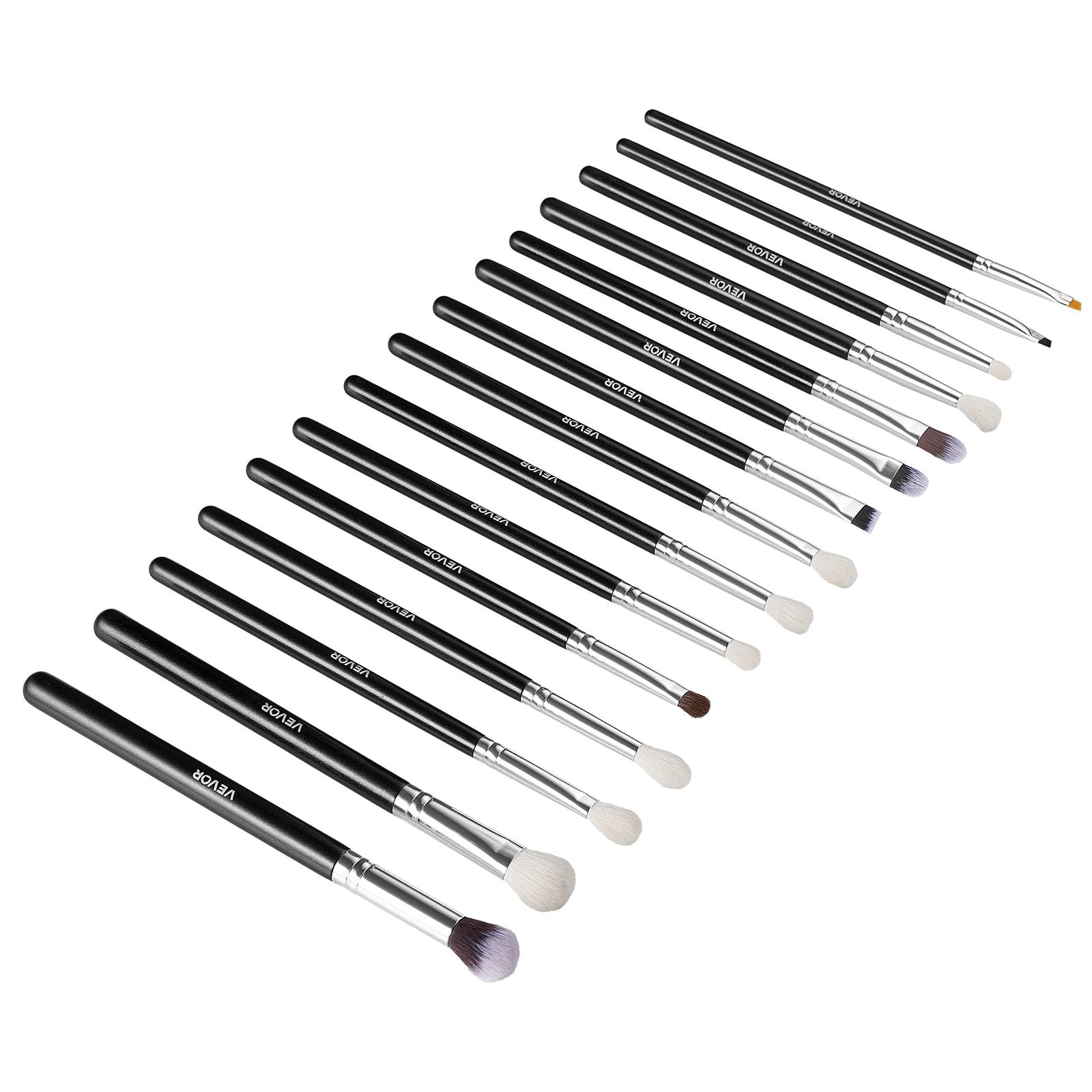 VEVOR Vegan Makeup Brush Set, 15-Piece Synthetic Kit
