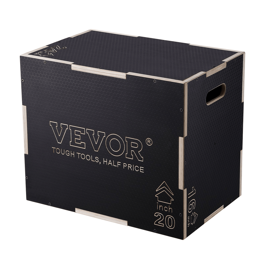 VEVOR Plyometric Jump Box 3-in-1 Wooden Plyo, 24/20/16"