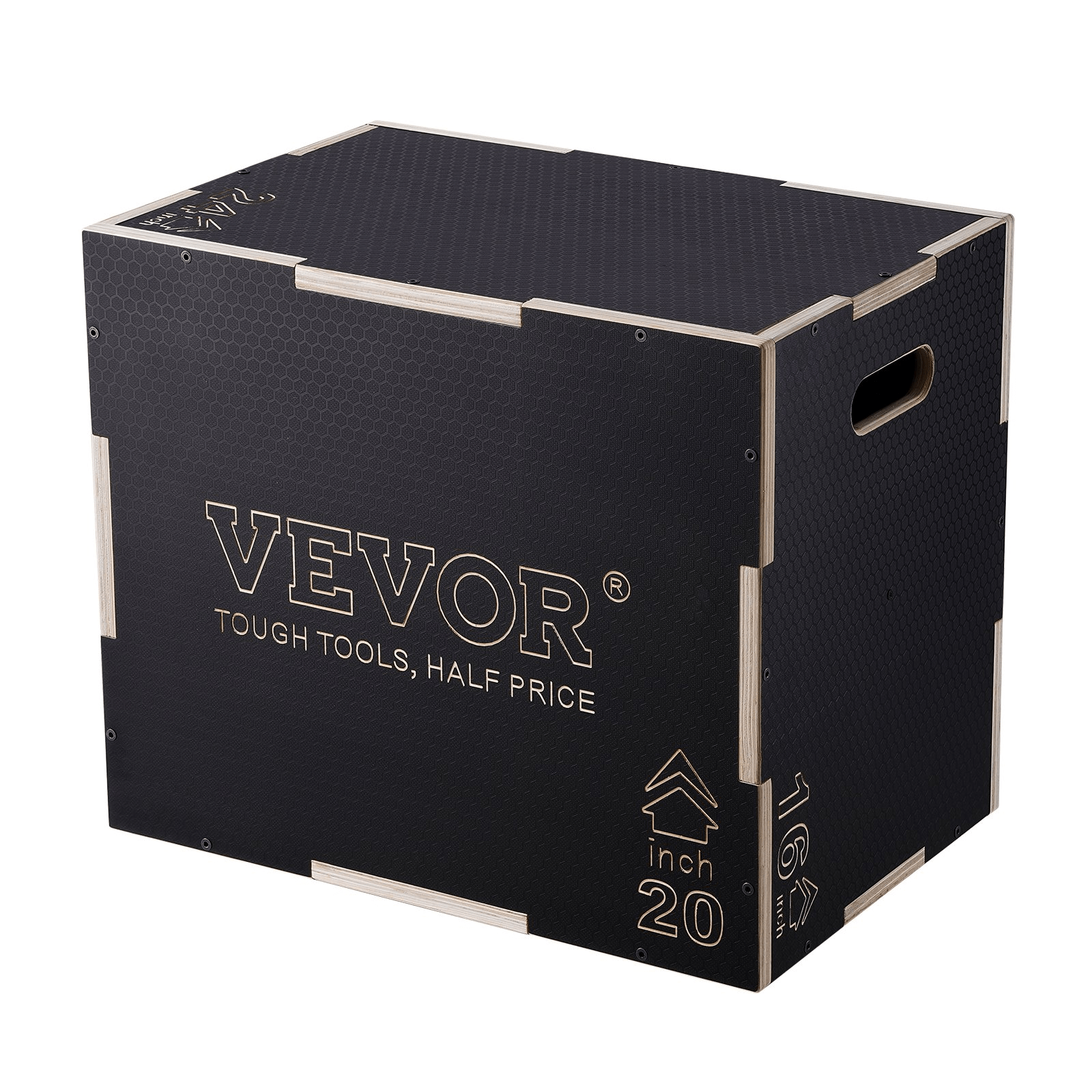 VEVOR Plyometric Jump Box 3-in-1 Wooden Plyo, 24/20/16"