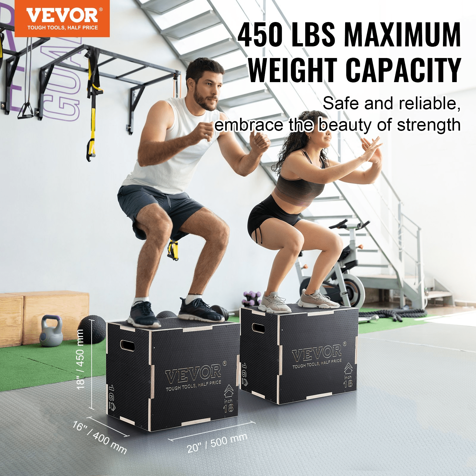 VEVOR 3-in-1 Wooden Plyometric Jump Box – Adjustable Training Platform for Strength & Agility
