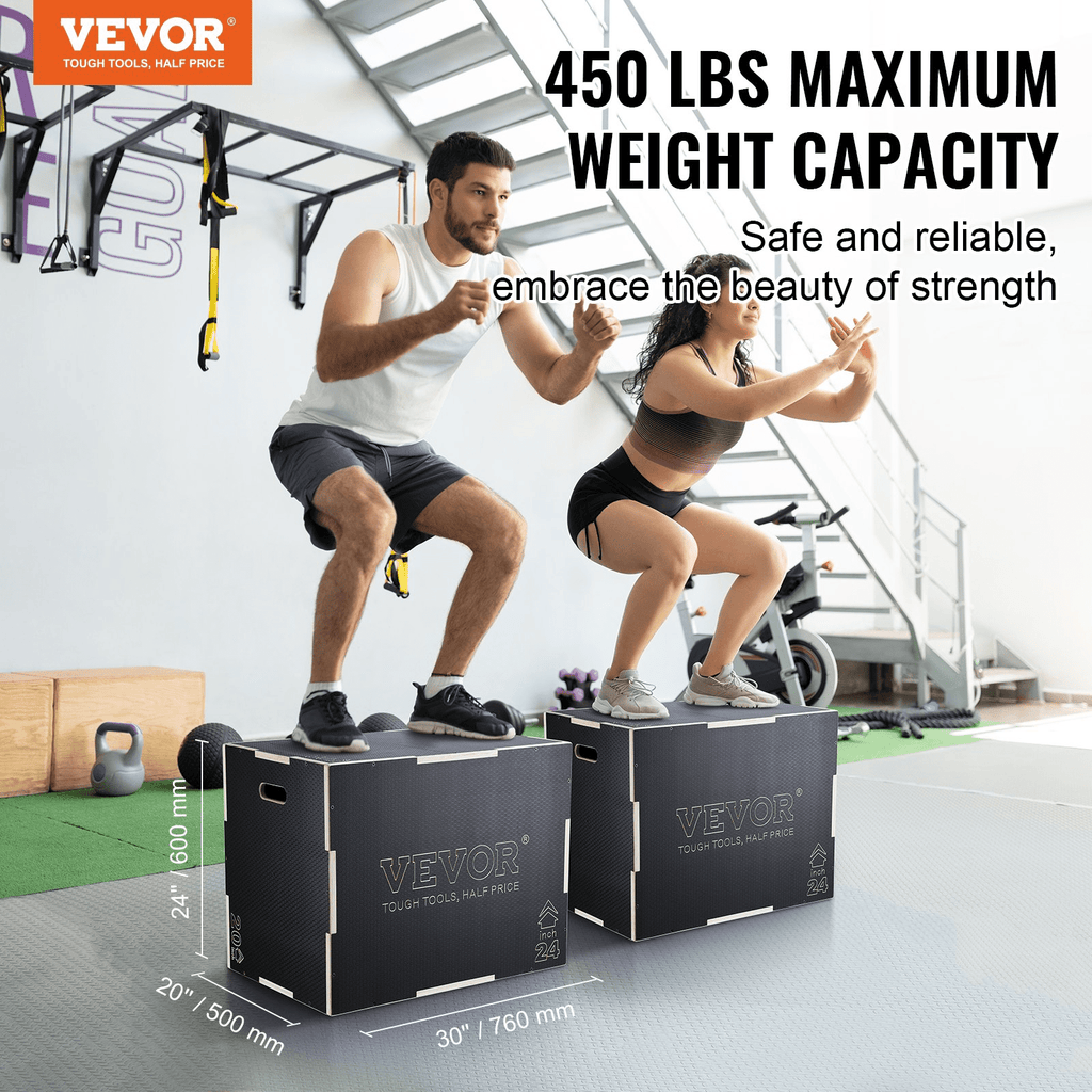 VEVOR 3-in-1 Wooden Plyometric Jump Box – Adjustable Training Platform for Strength & Conditioning