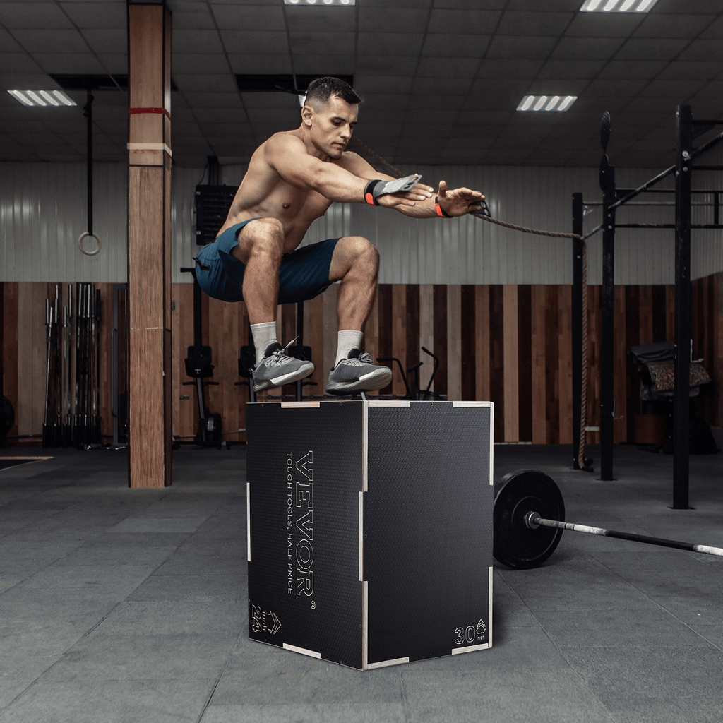 VEVOR 3-in-1 Wooden Plyometric Jump Box – Adjustable Training Platform for Strength & Conditioning