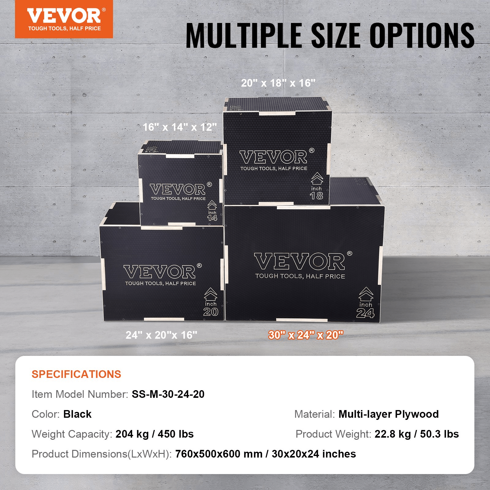 VEVOR 3-in-1 Wooden Plyometric Jump Box – Adjustable Training Platform for Strength & Conditioning