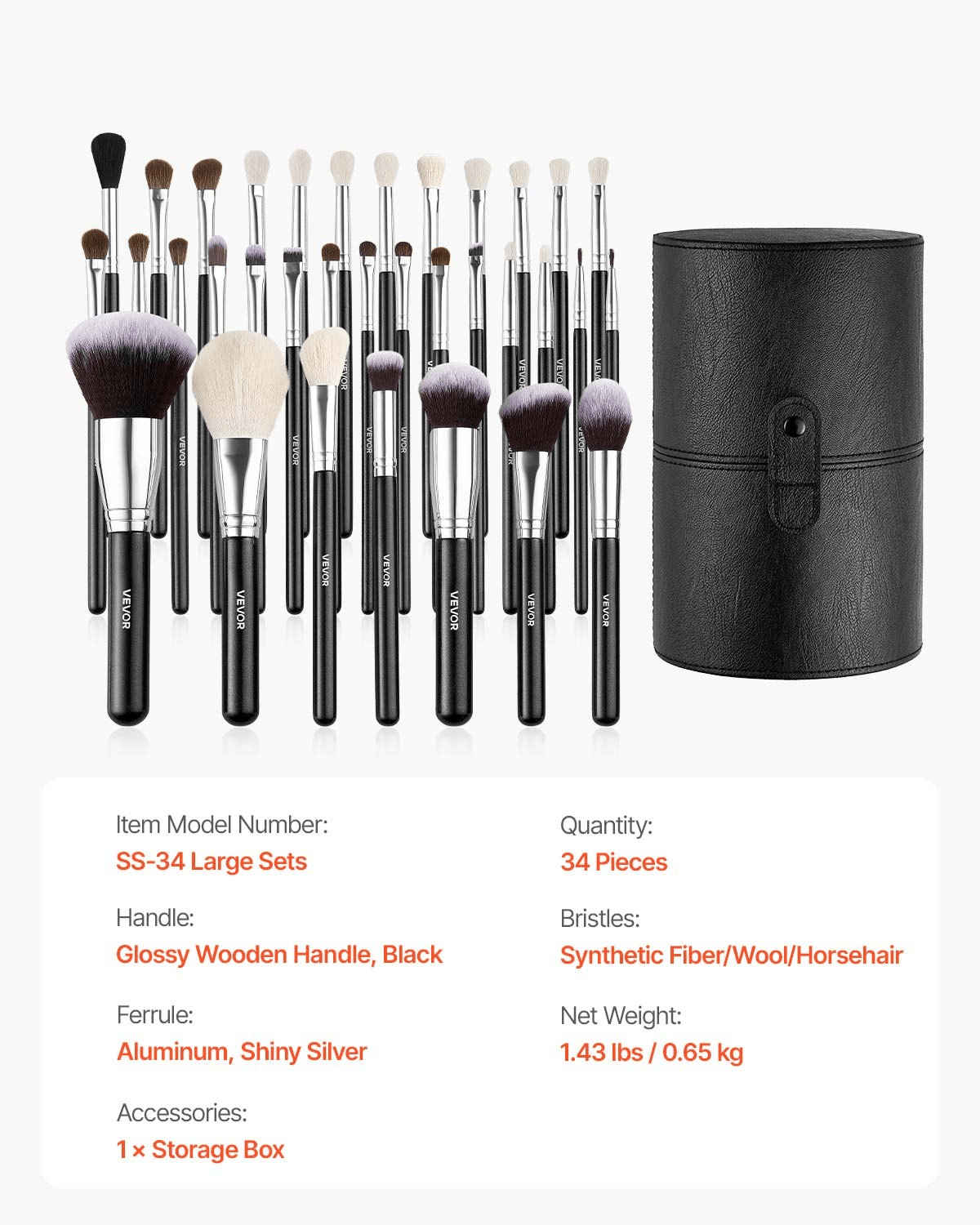 VEVOR Makeup Brush Set 34 Piece – Luxe, Pro-Grade Precision