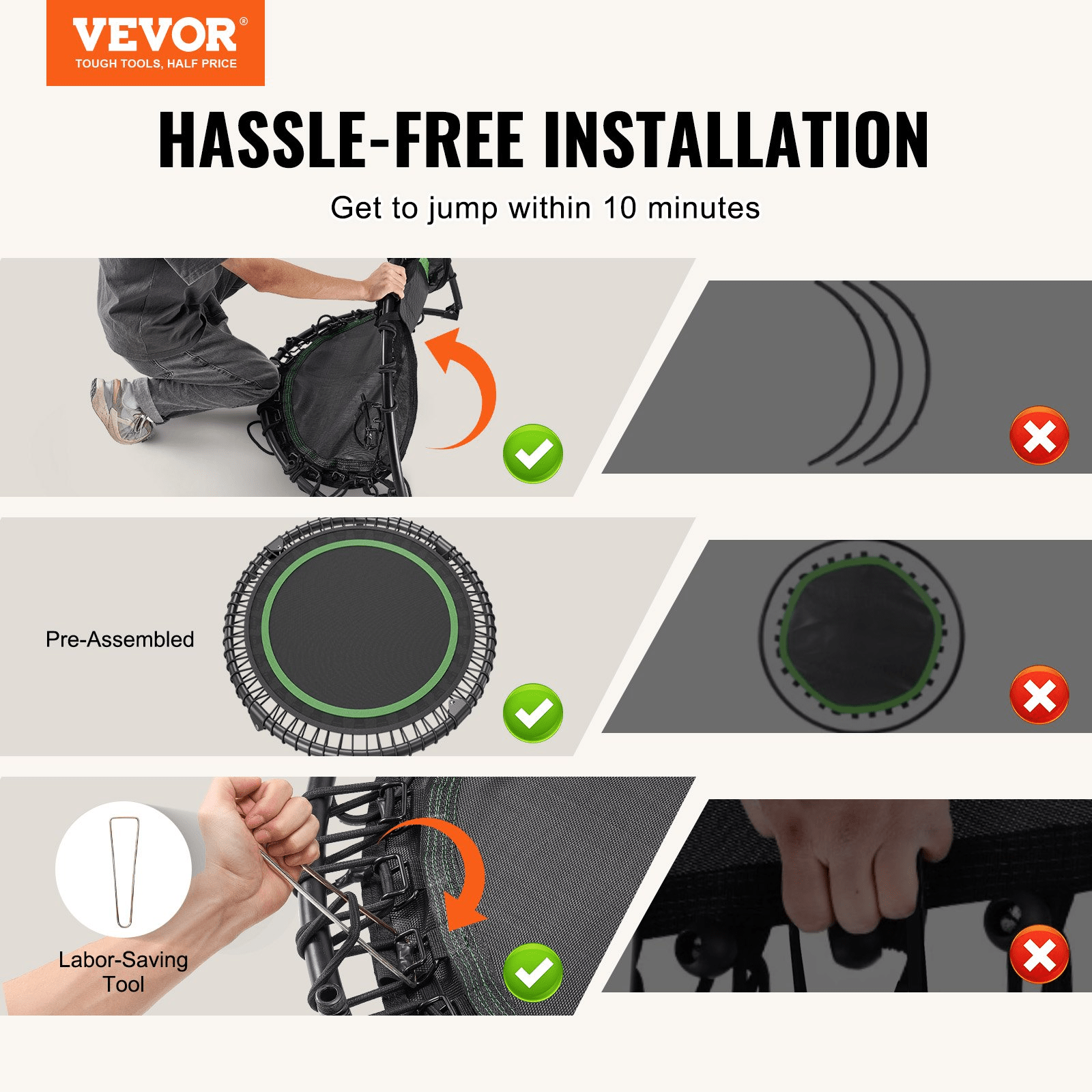 VEVOR 40" Foldable Mini Fitness Trampoline – High-Performance Rebounding for Total Fitness