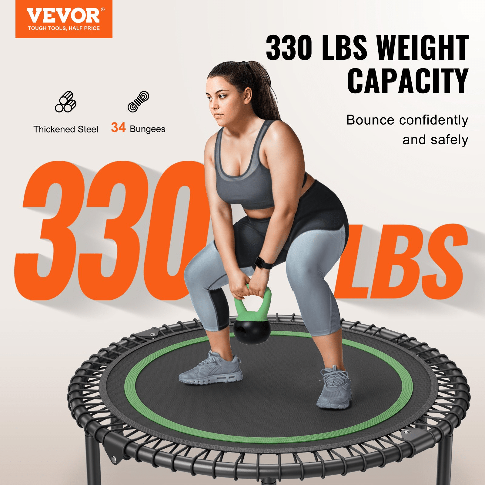 VEVOR 40" Foldable Mini Fitness Trampoline – High-Performance Rebounding for Total Fitness