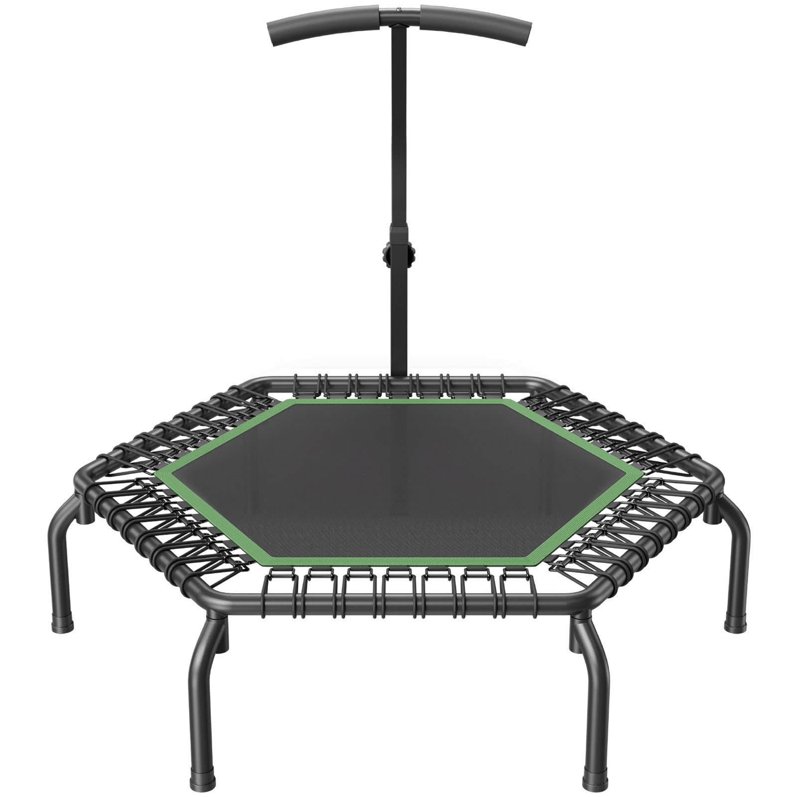 VEVOR Mini Fitness Trampoline for Adults, 54.5" Rebounder with Adjustable Handle, Quiet Bungee, 450 lb Capacity