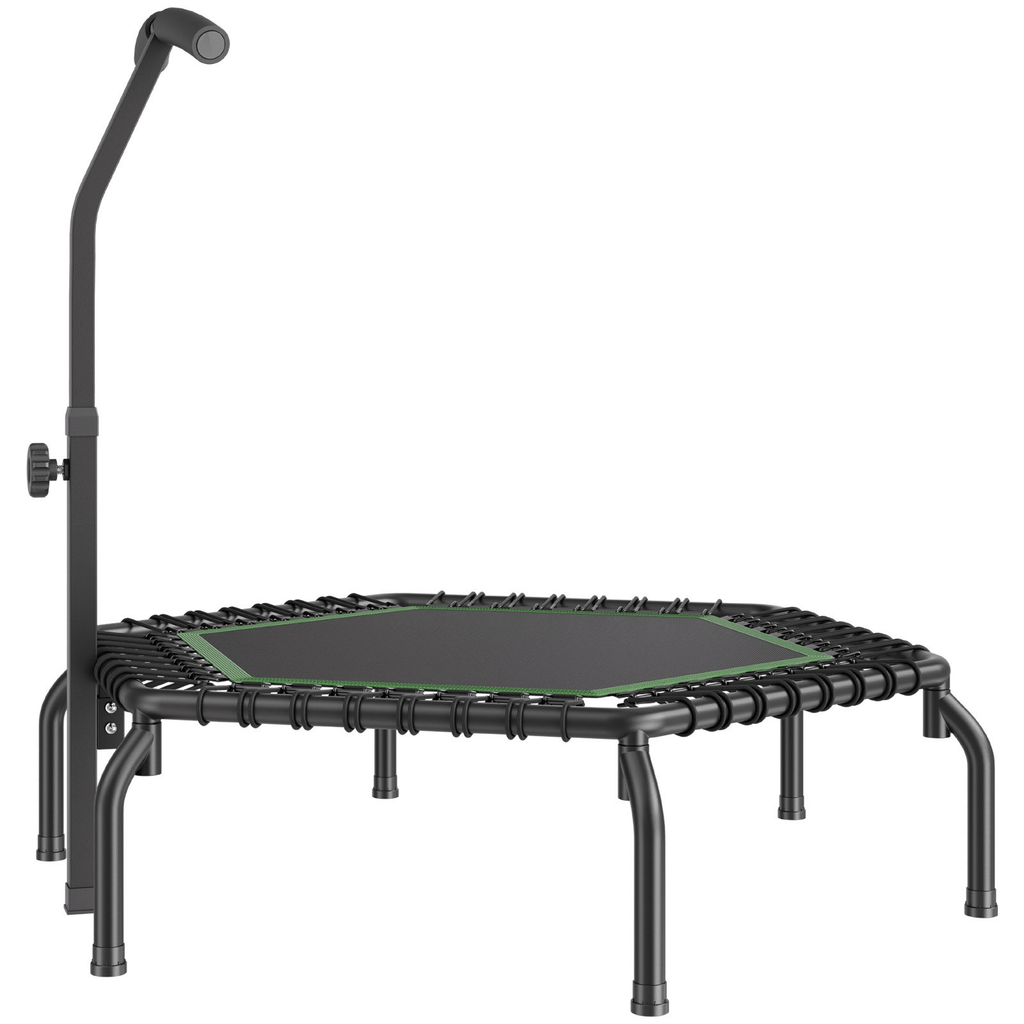VEVOR Mini Fitness Trampoline for Adults, 54.5" Rebounder with Adjustable Handle, Quiet Bungee, 450 lb Capacity