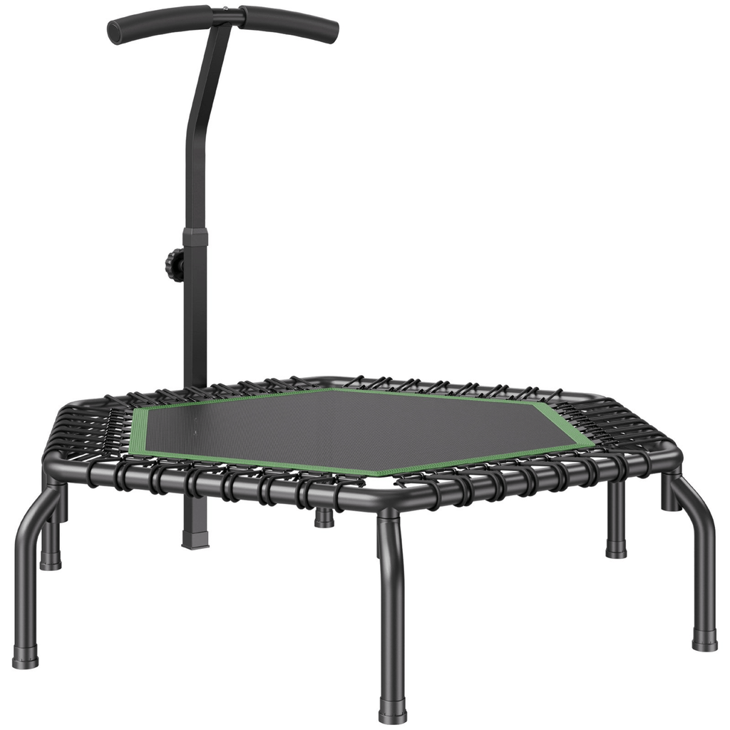 VEVOR Mini Fitness Trampoline for Adults, 54.5" Rebounder with Adjustable Handle, Quiet Bungee, 450 lb Capacity