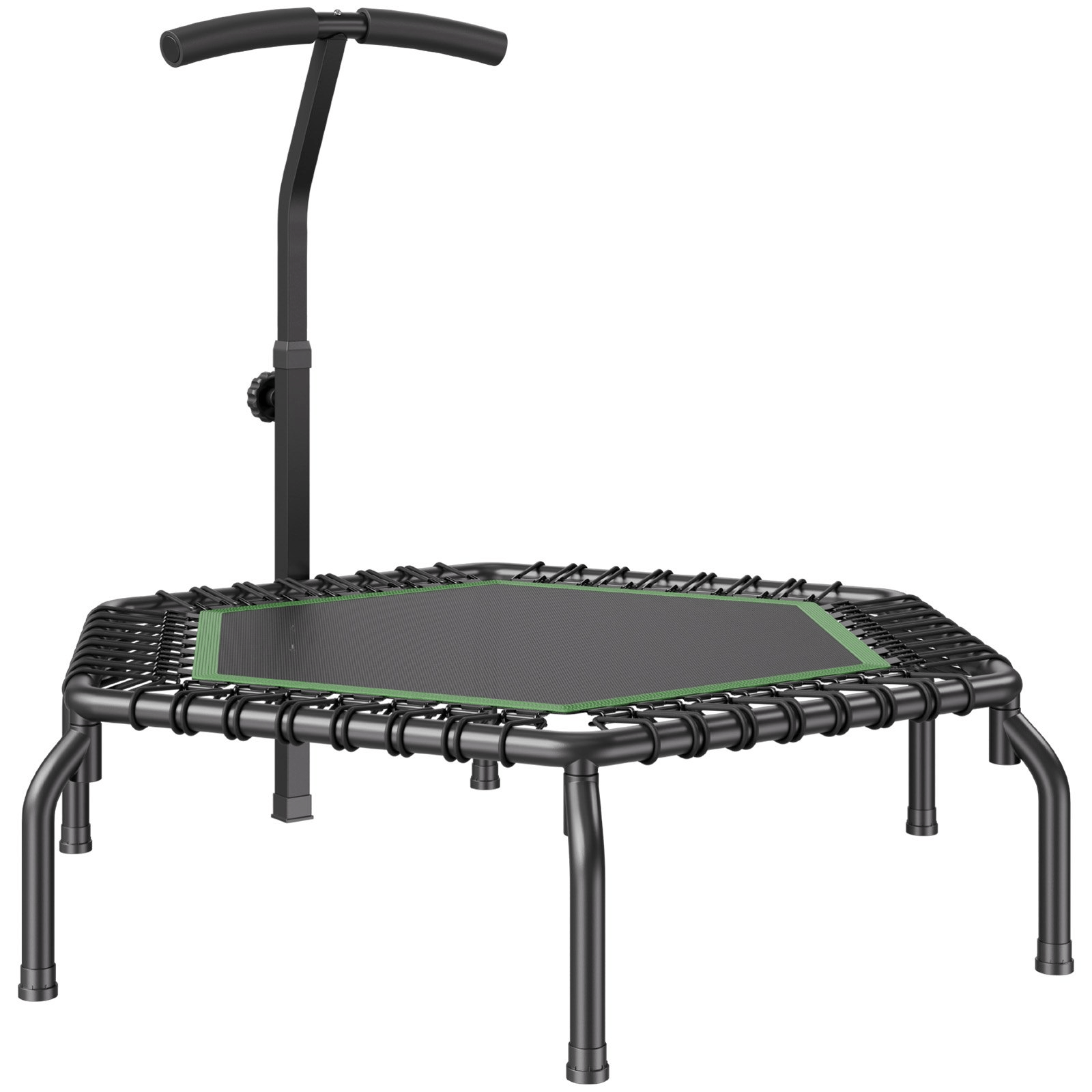 VEVOR Mini Fitness Trampoline for Adults, 54.5" Rebounder with Adjustable Handle, Quiet Bungee, 450 lb Capacity