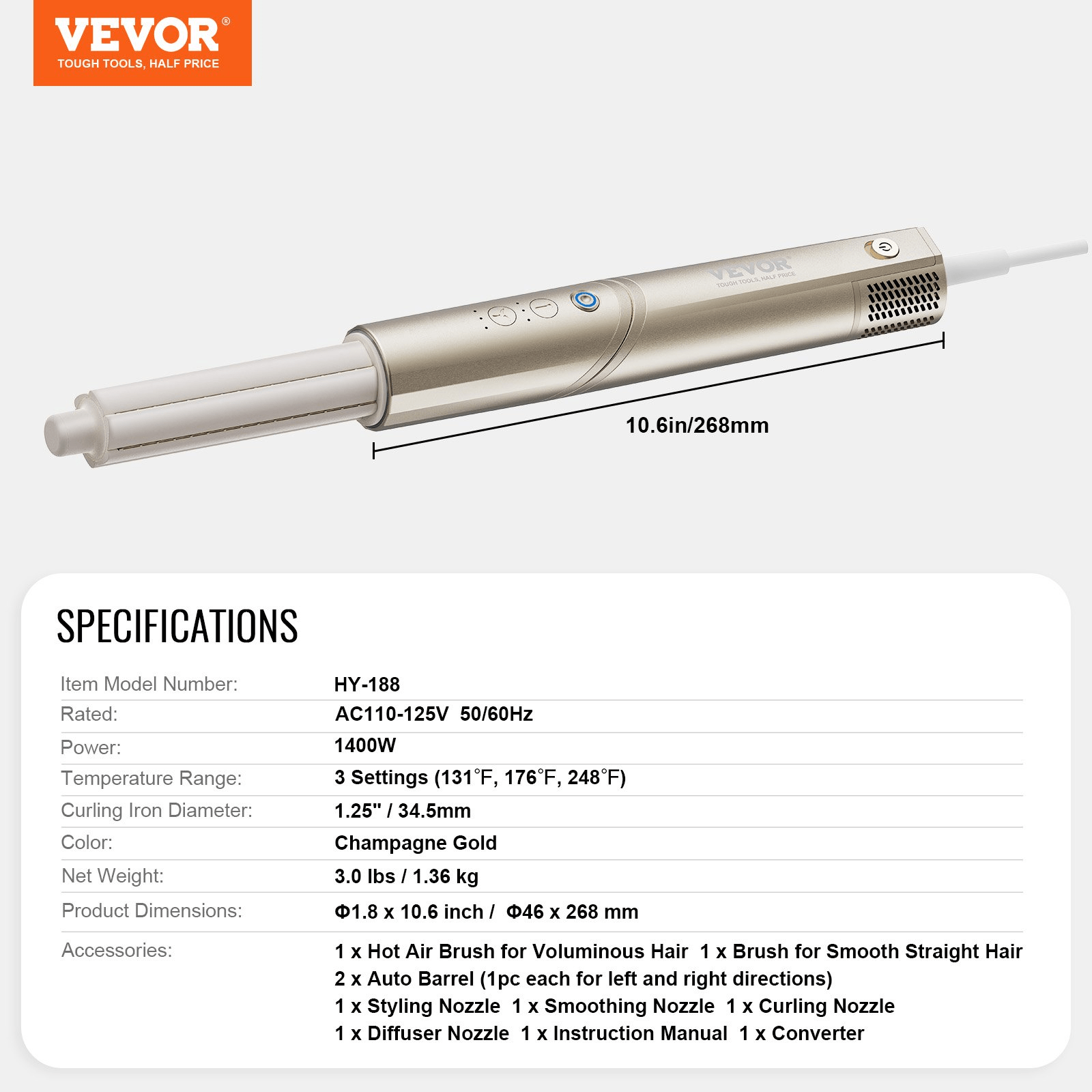 VEVOR 8-in-1 Curling Iron Set with Ceramic Multi-Styler