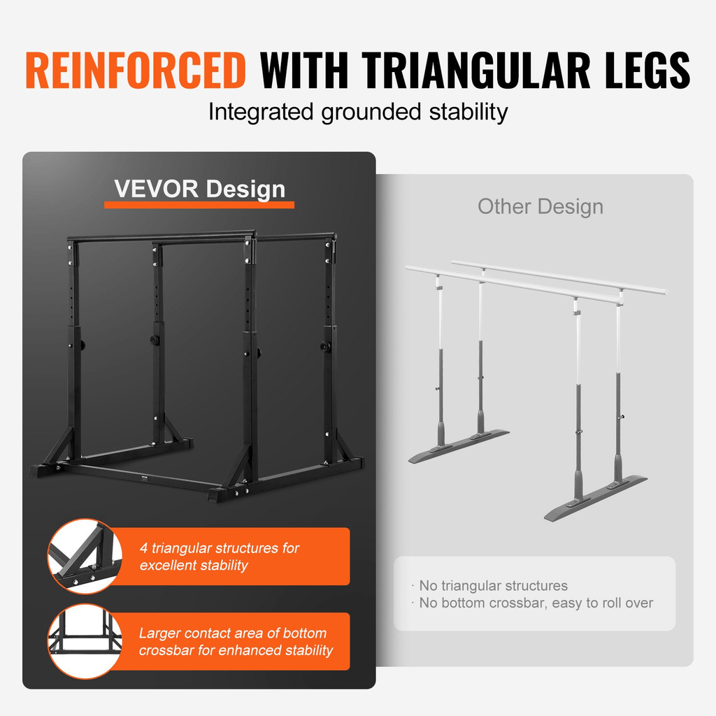 VEVOR Heavy Duty Dip Station, 800 lb Adjustable Strength Training Bar for Home Gym