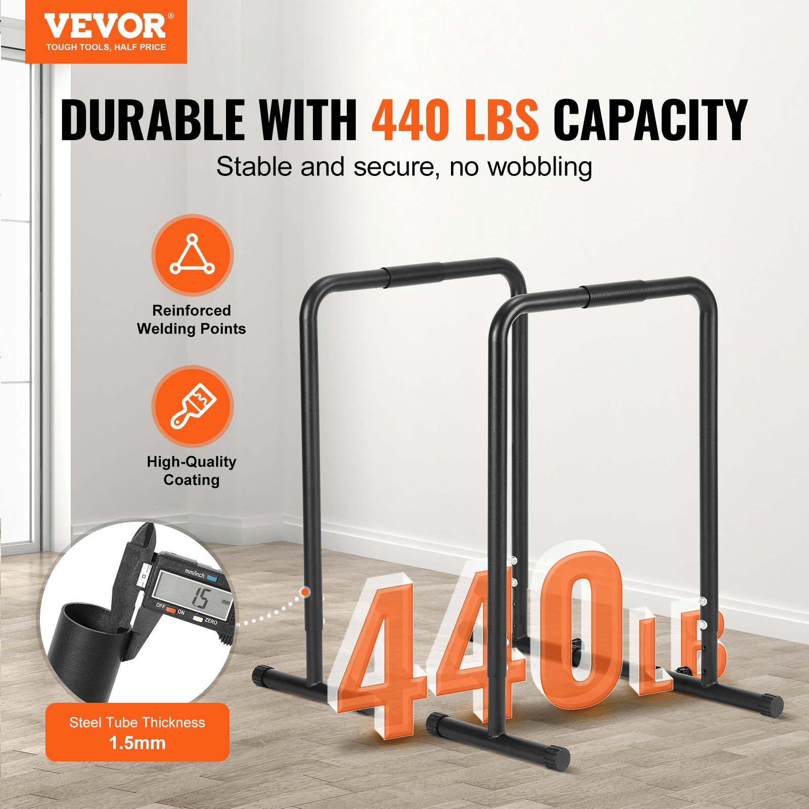 VEVOR Adjustable Dip Bar – Strength Training Station for Home & Gym Workouts