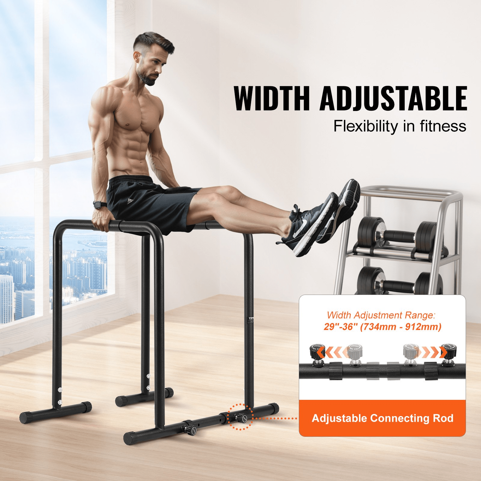 VEVOR Adjustable Dip Bar – Strength Training Station for Home & Gym Workouts