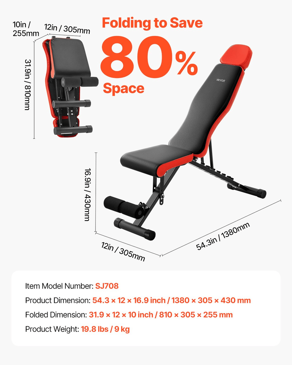 VEVOR Adjustable Weight Bench - Sit-Up Bench for Home Gym