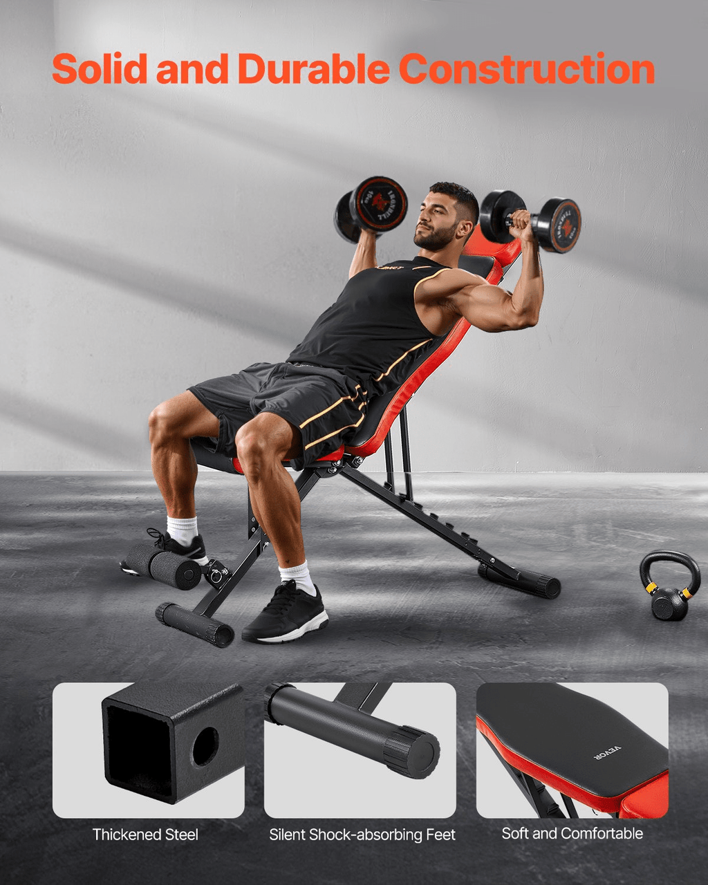 VEVOR Adjustable Weight Bench - Sit-Up Bench for Home Gym