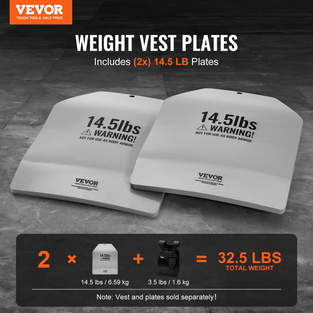 VEVOR Curved Weight Vest Plates - 2x 14.5 LB Plates for Strength Training