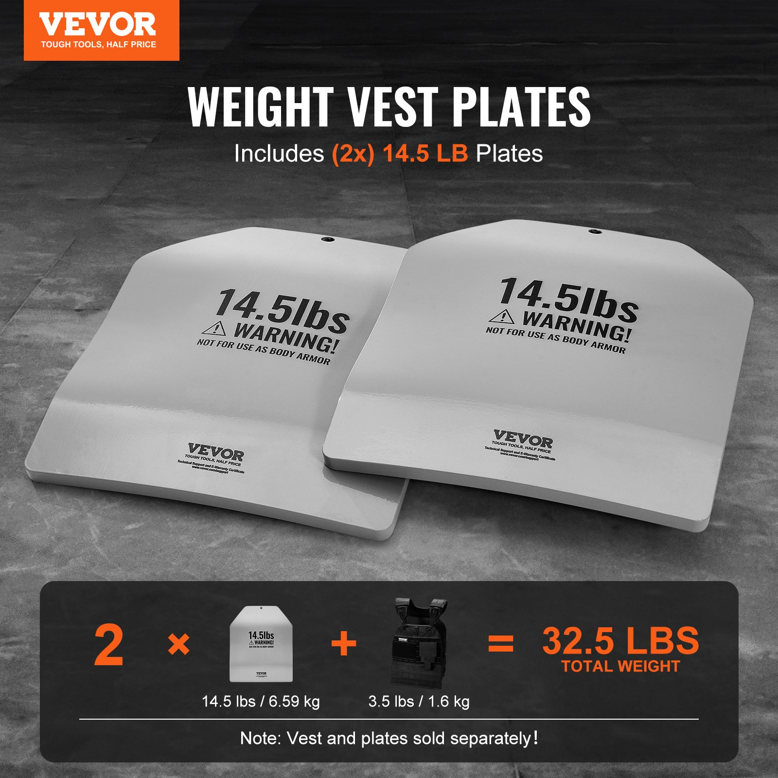 VEVOR Curved Weight Vest Plates - 2x 14.5 LB Plates for Strength Training