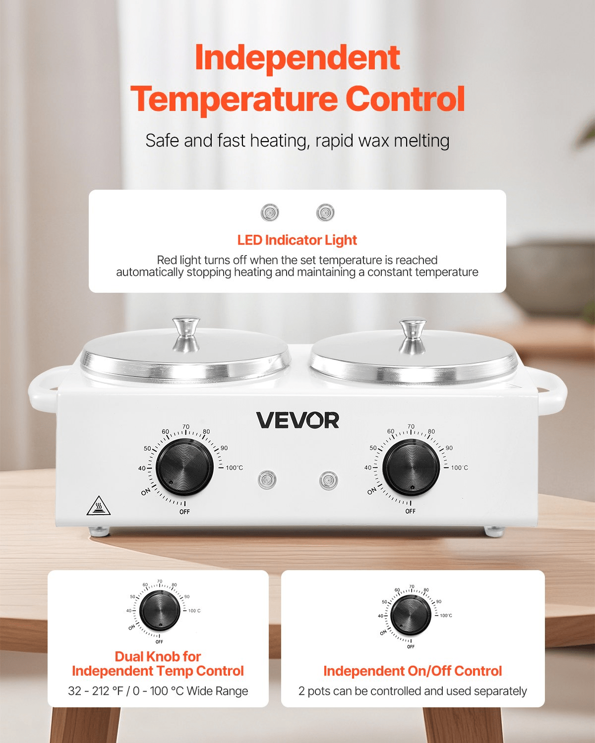 VEVOR Double Wax Warmer 1200ML Professional Dual Wax Heater Pot for Hair Removal