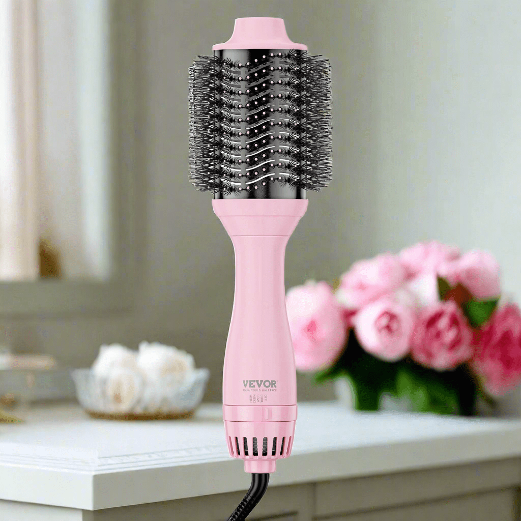 VEVOR Ionic Hair Dryer Brush with Dual Interchangeable Barrels