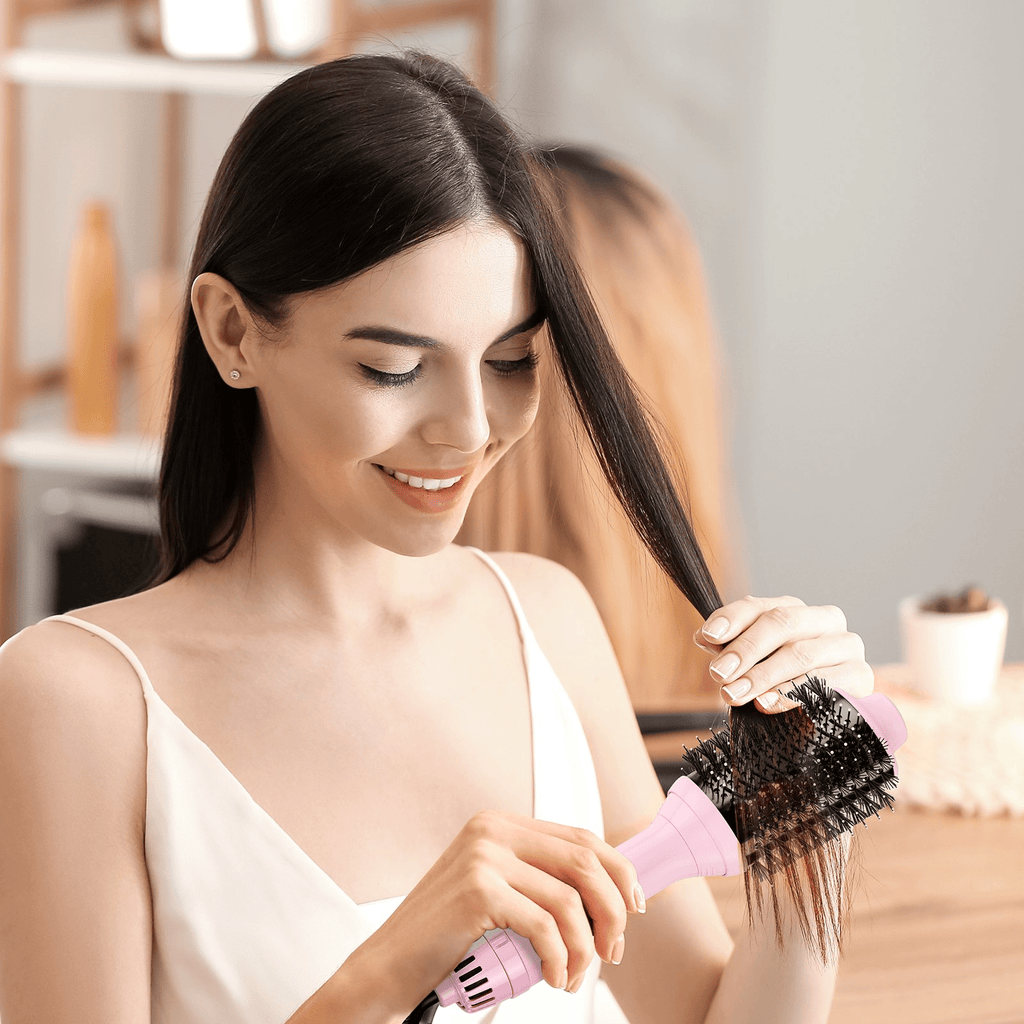 VEVOR Ionic Hair Dryer Brush with Dual Interchangeable Barrels