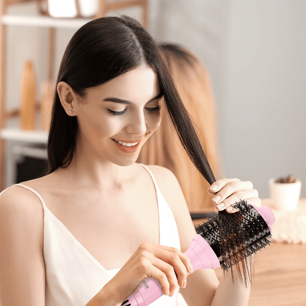 VEVOR Ionic Hair Dryer Brush with Dual Interchangeable Barrels