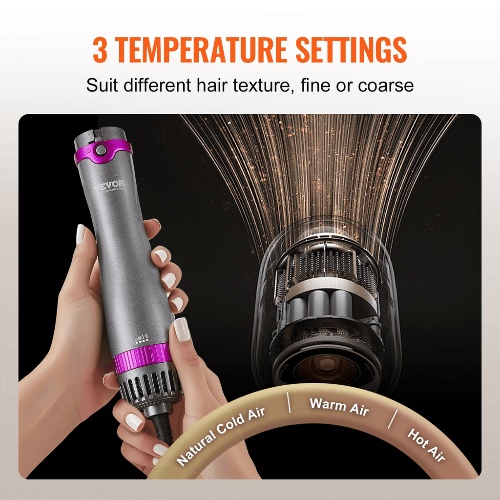VEVOR Hair Dryer Brush 5‑in‑1 Hot Air Styler with Negative Ions