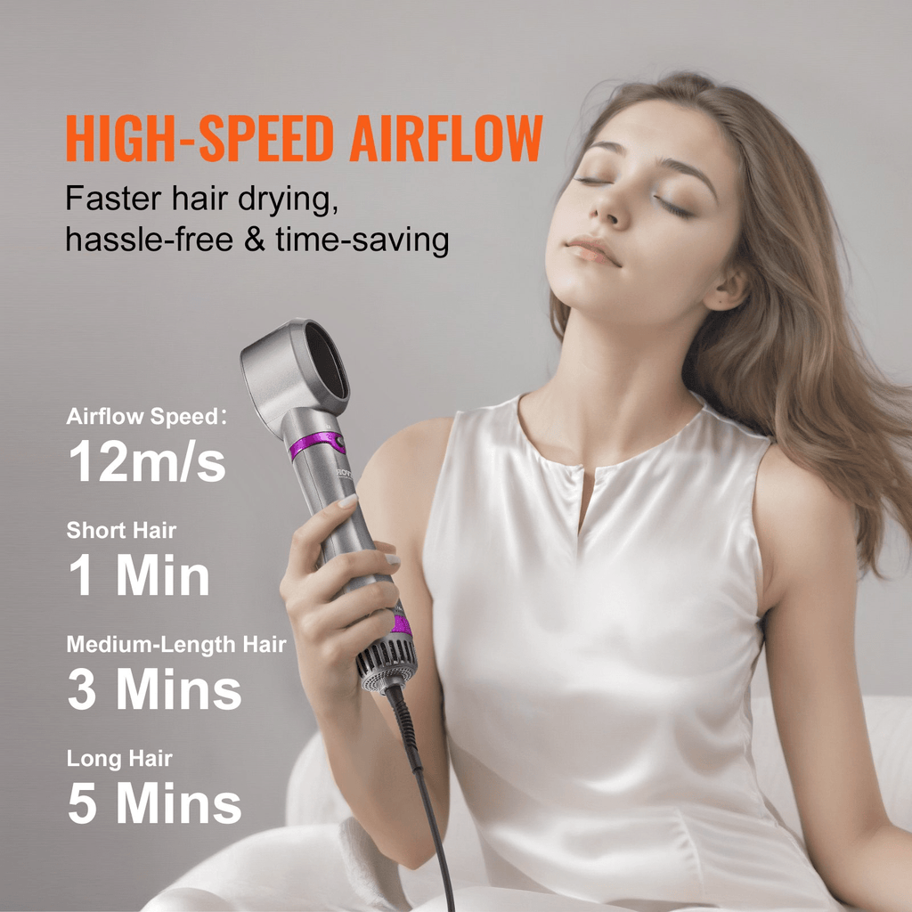 VEVOR Hair Dryer Brush 5‑in‑1 Hot Air Styler with Negative Ions