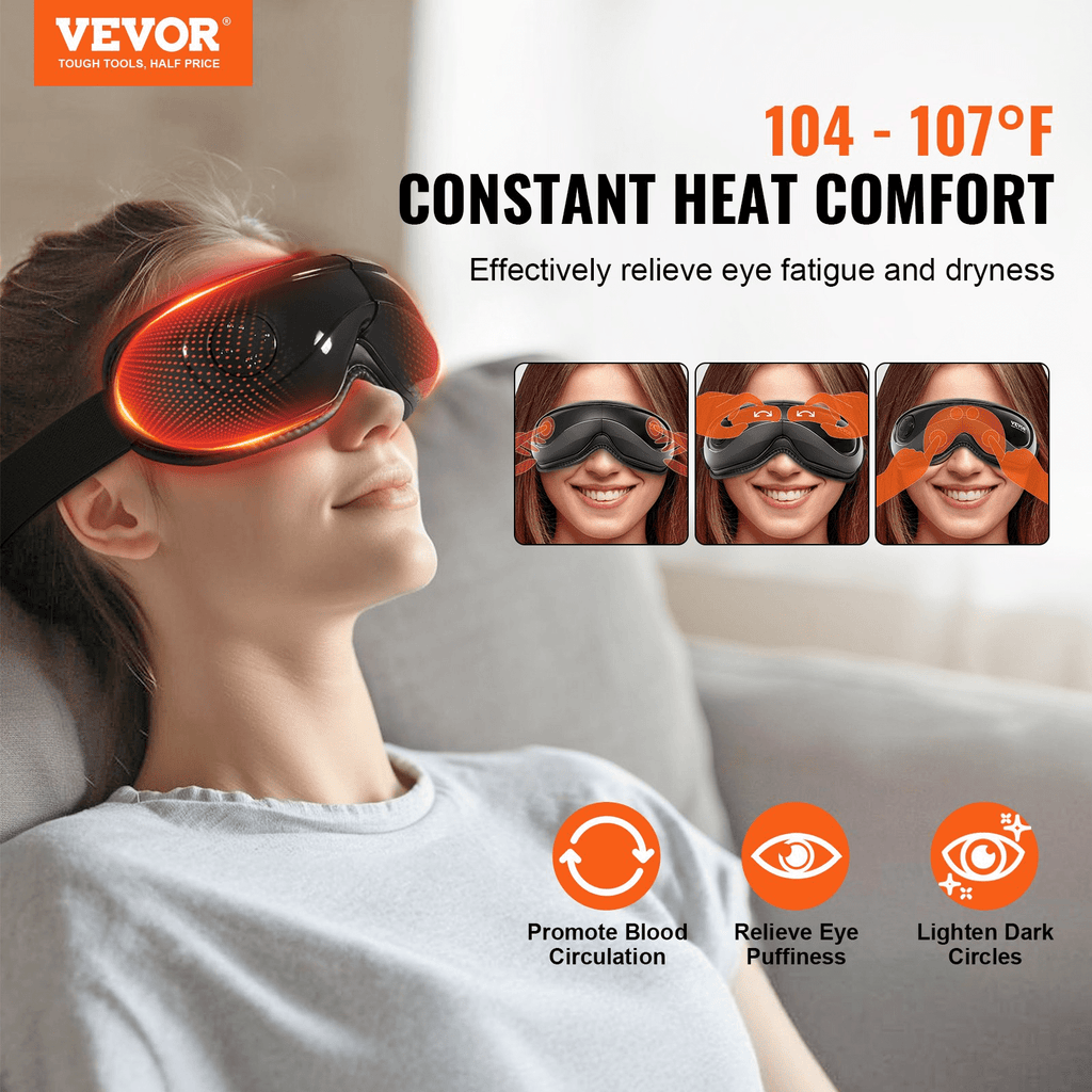VEVOR Heated Eye Massager with Heat, Air Pressure & Bluetooth (SD-007F)