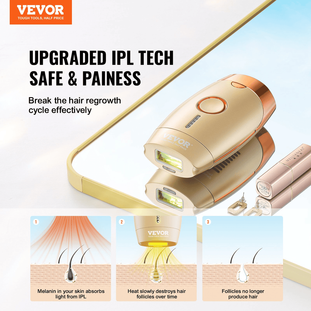 VEVOR IPL Hair Removal Device – Painless, Customizable, and Professional-Grade