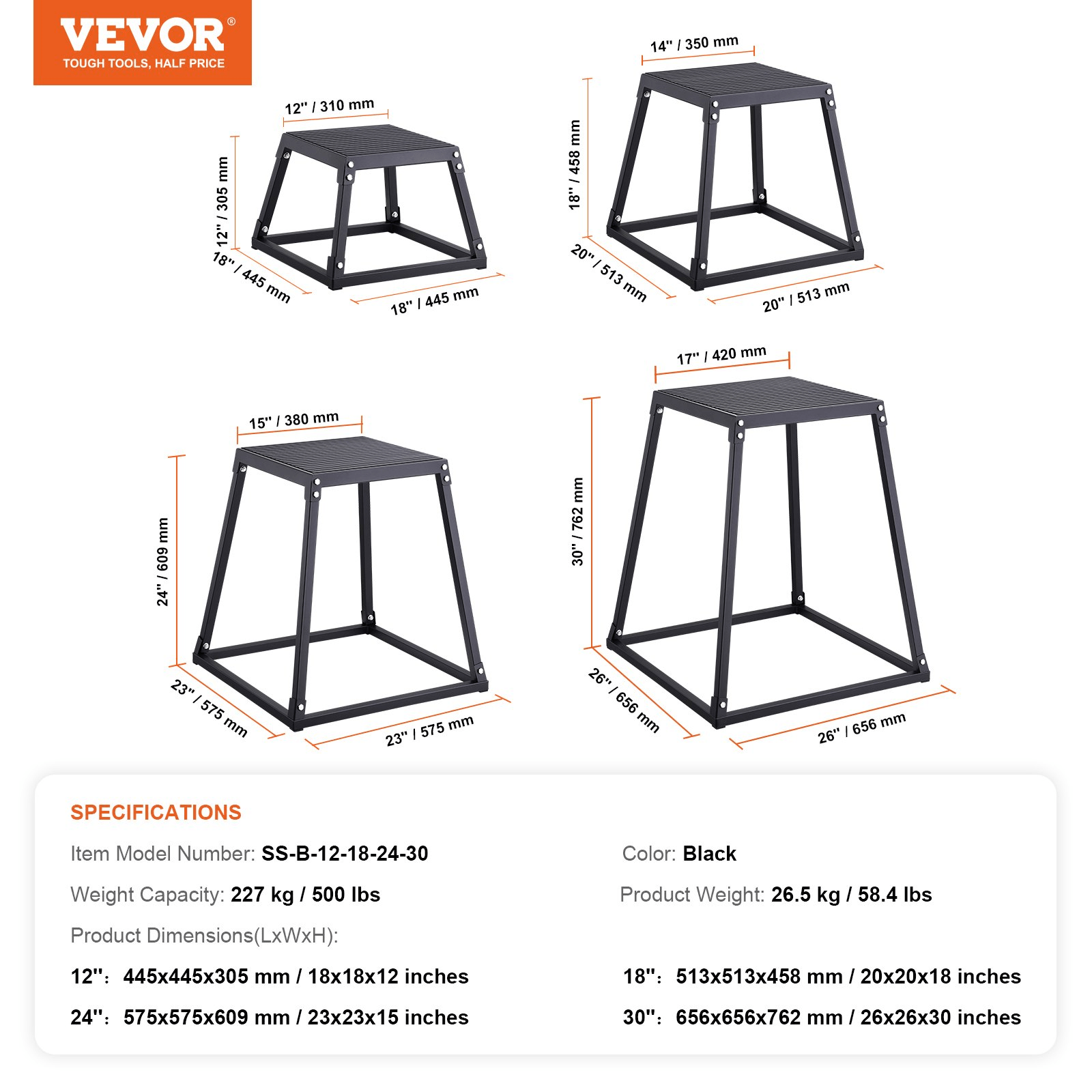 VEVOR Plyometric Jump Boxes - 4-Piece Set for Agility & Strength Training