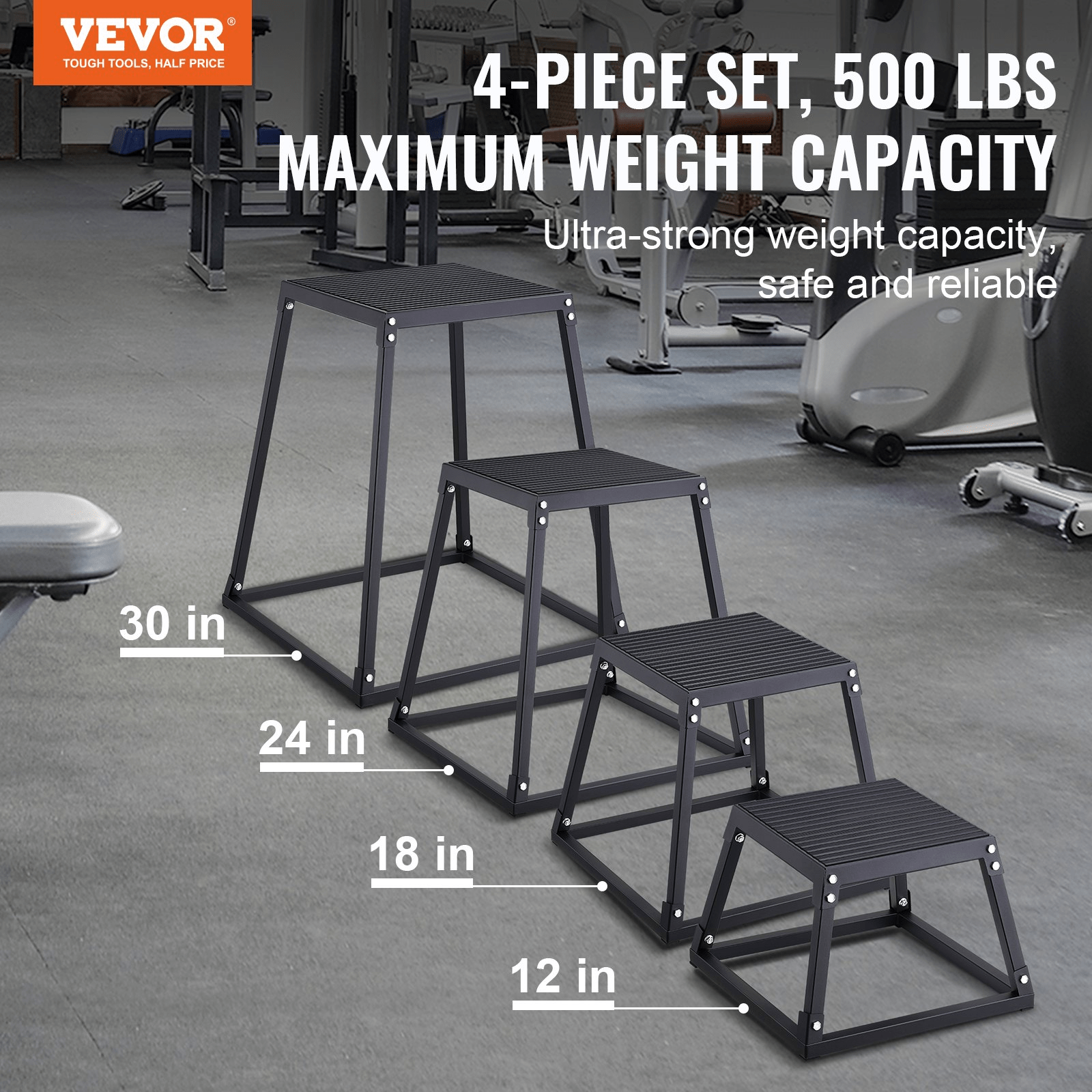 VEVOR Plyometric Jump Boxes - 4-Piece Set for Agility & Strength Training