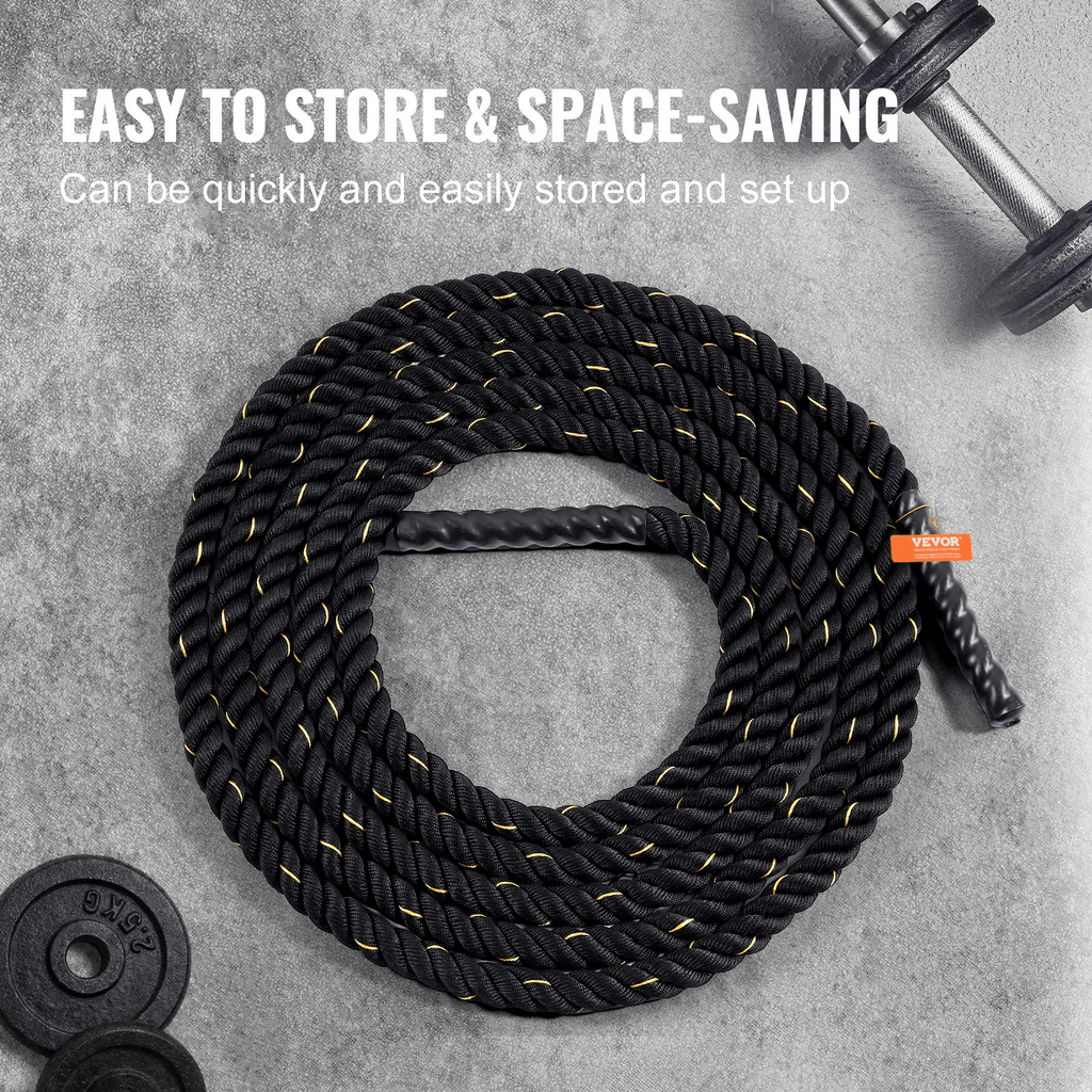 VEVOR Premium Battle Rope - 1.5" x 30ft for Home Gym & Strength Training