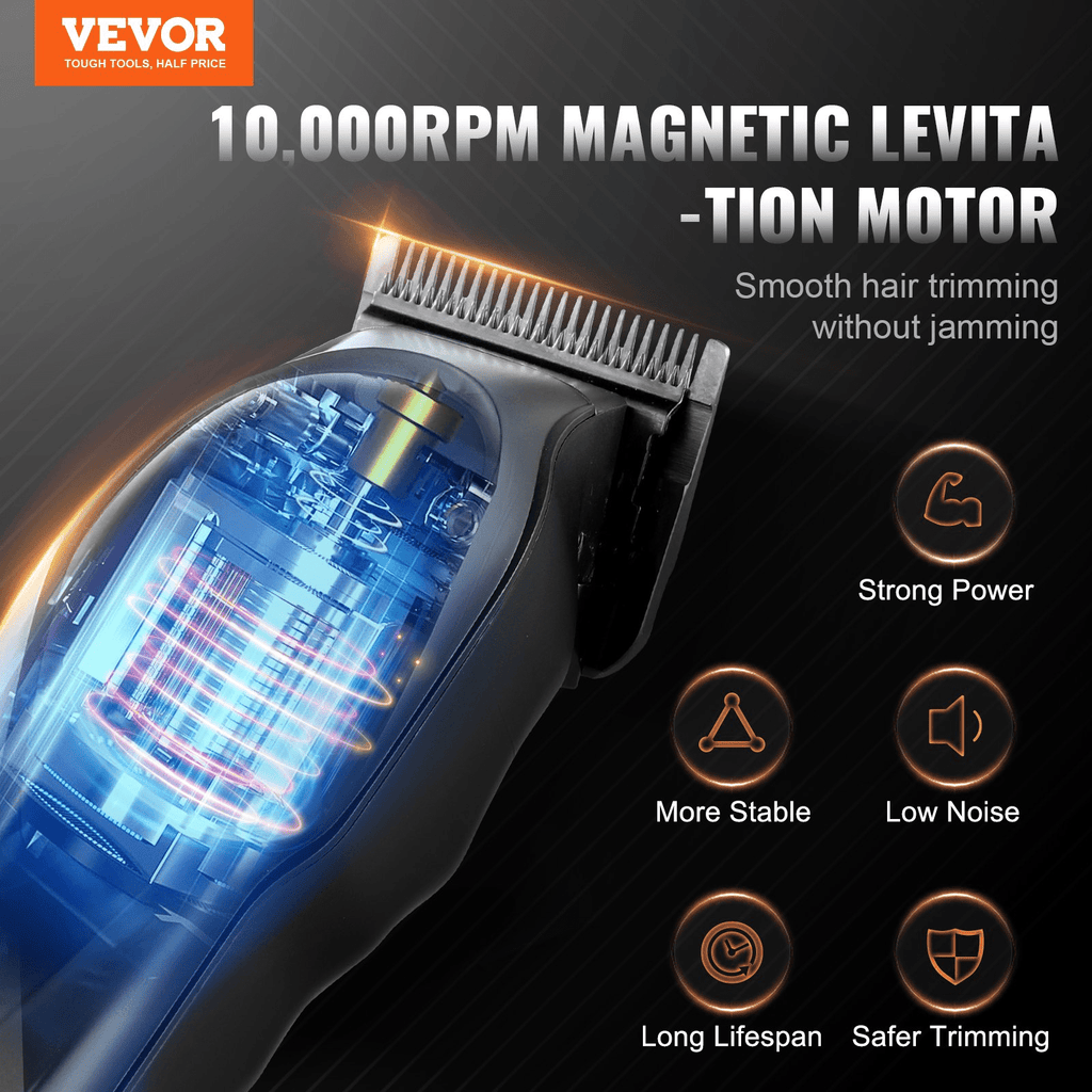 VEVOR Professional Hair Clipper – High-Speed 10,000 RPM Barber Clipper with DLC Fade Blade