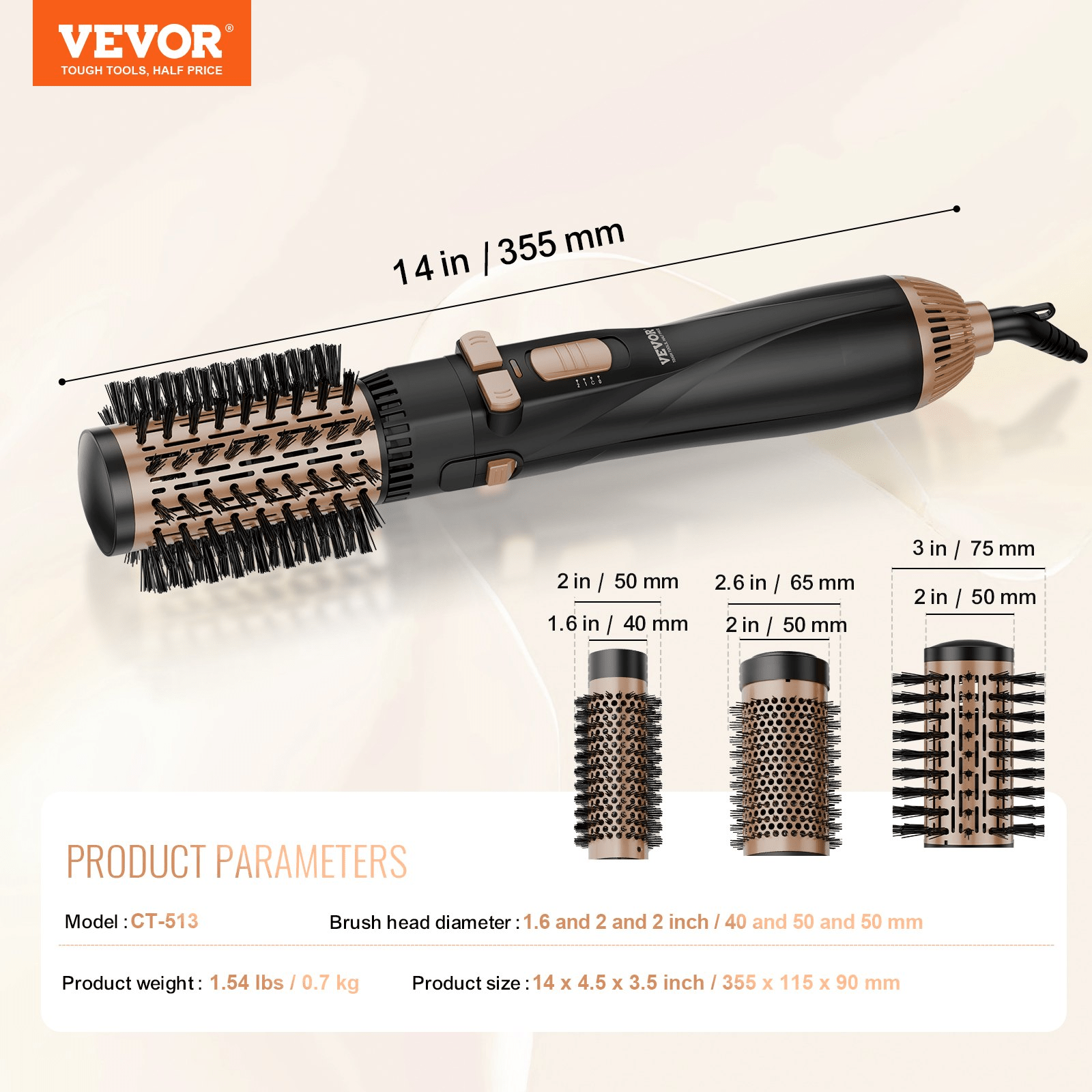 VEVOR Rotating Hair Dryer Brush – Salon-Quality Styling Made Easy