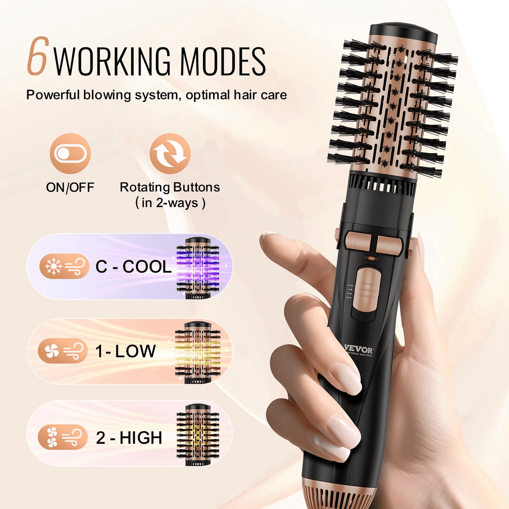 VEVOR Rotating Hair Dryer Brush – Salon-Quality Styling Made Easy