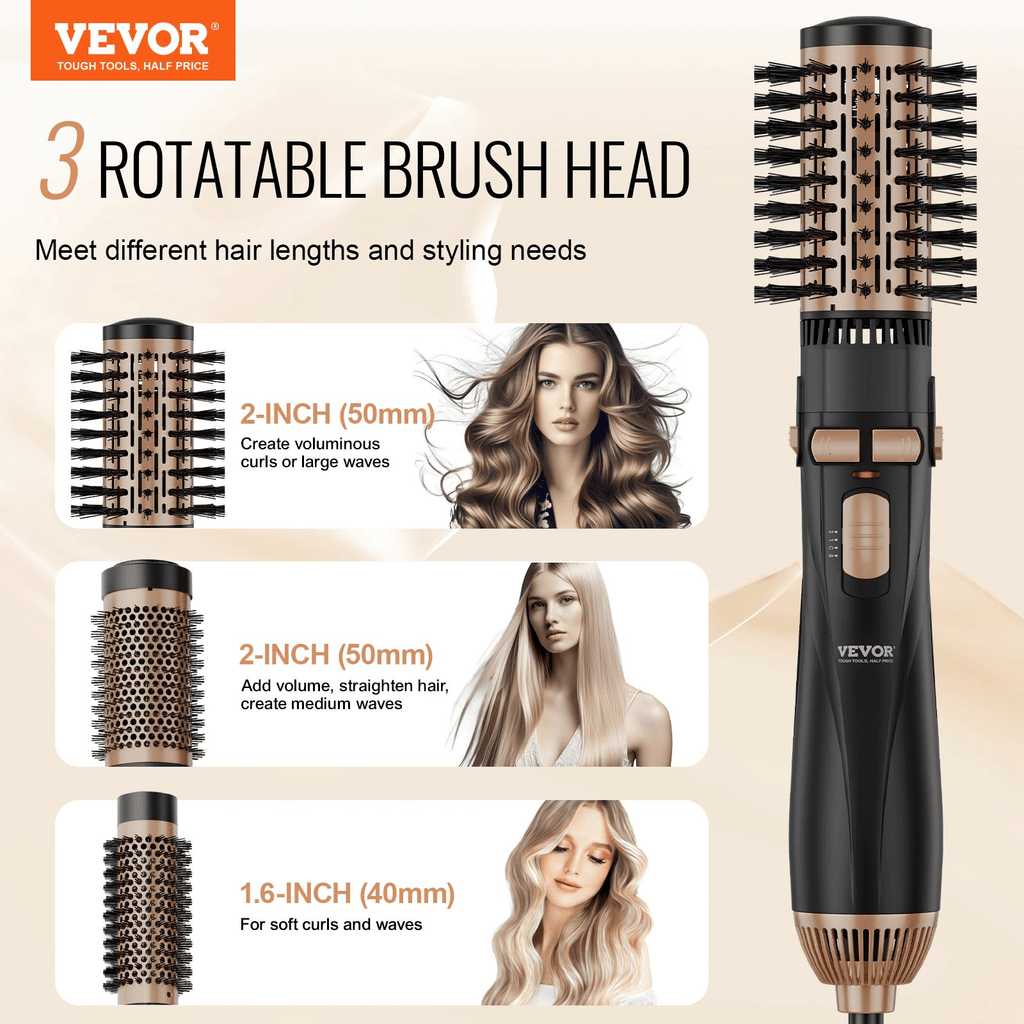 VEVOR Rotating Hair Dryer Brush – Salon-Quality Styling Made Easy
