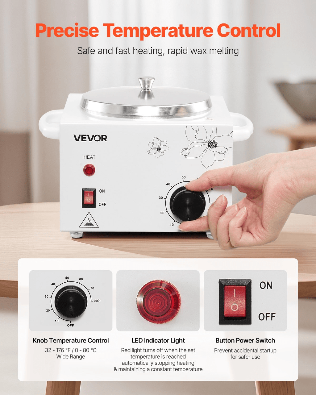 VEVOR Single Wax Warmer 600ML Professional Waxing Heater Pot for Hair Removal