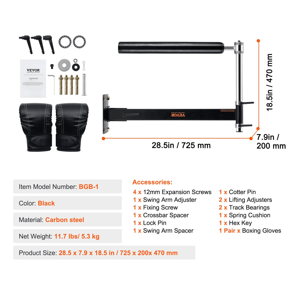 VEVOR Wall-Mount Boxing Spinning Bar – Speed & Reflex Training for Combat Sports