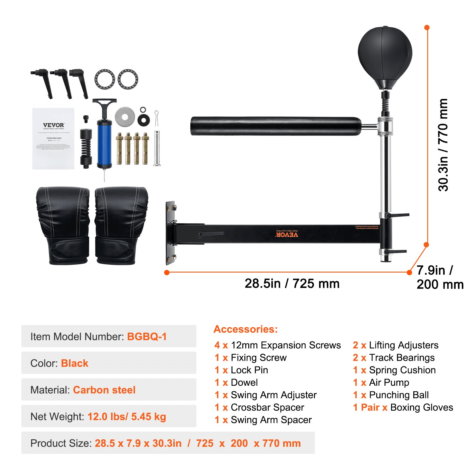 VEVOR Wall-Mount Boxing Spinning Bar with Punching Ball – Precision Reflex Trainer for Combat Athletes