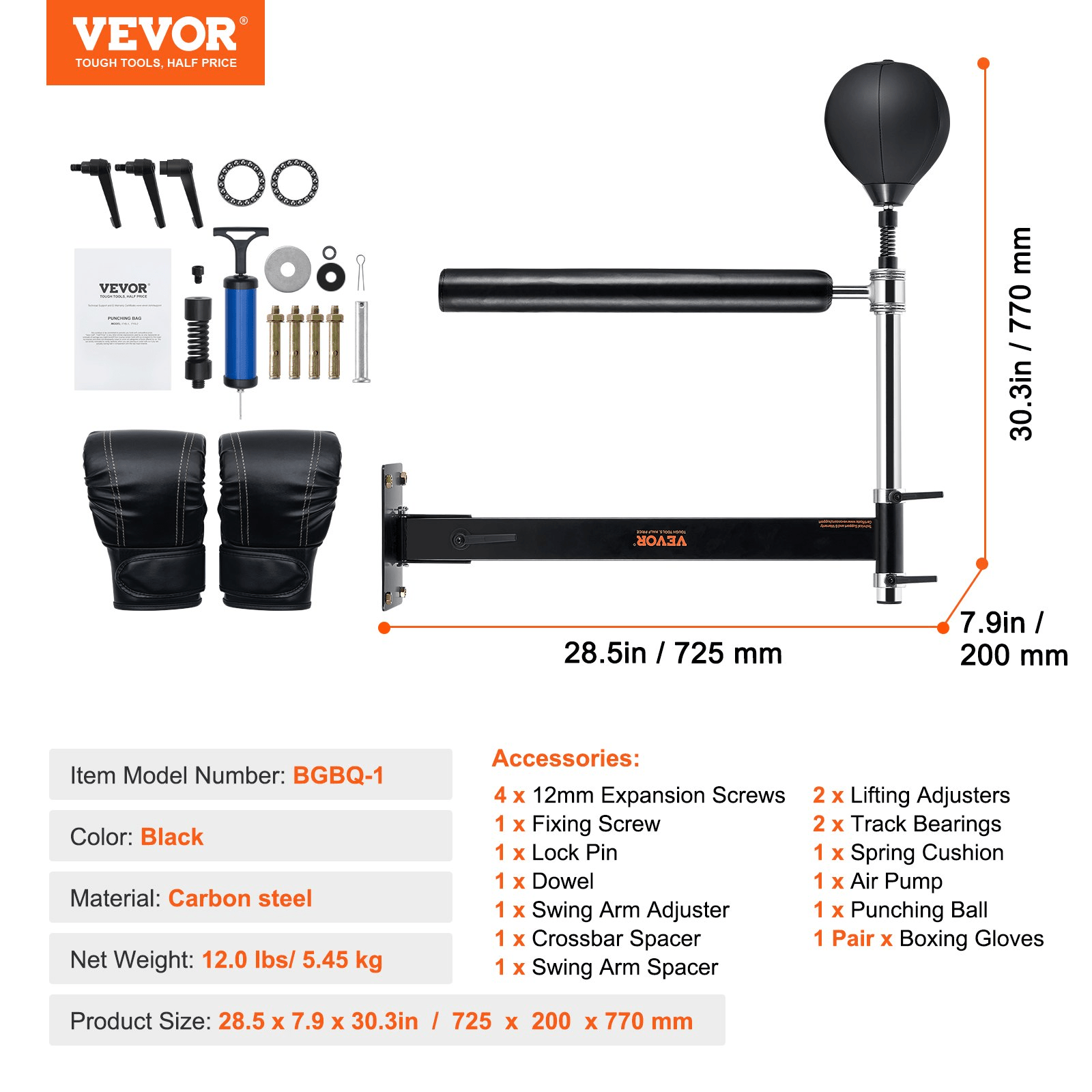 VEVOR Wall-Mount Boxing Spinning Bar with Punching Ball – Precision Reflex Trainer for Combat Athletes